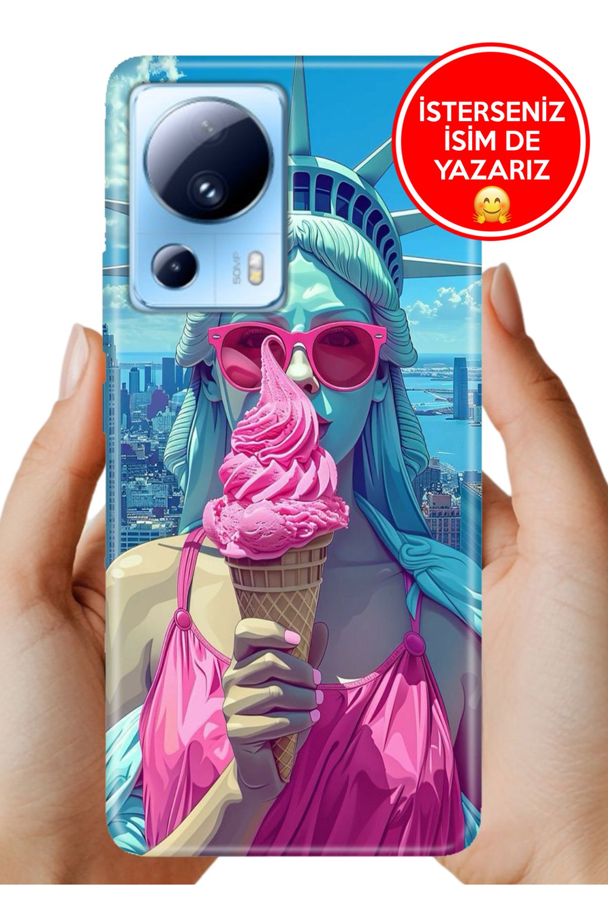 Cekuonline Xiaomi Mi 13 Lite Kılıf Baskılı Life Style Kapak Silikon Özgürlük Heykeli