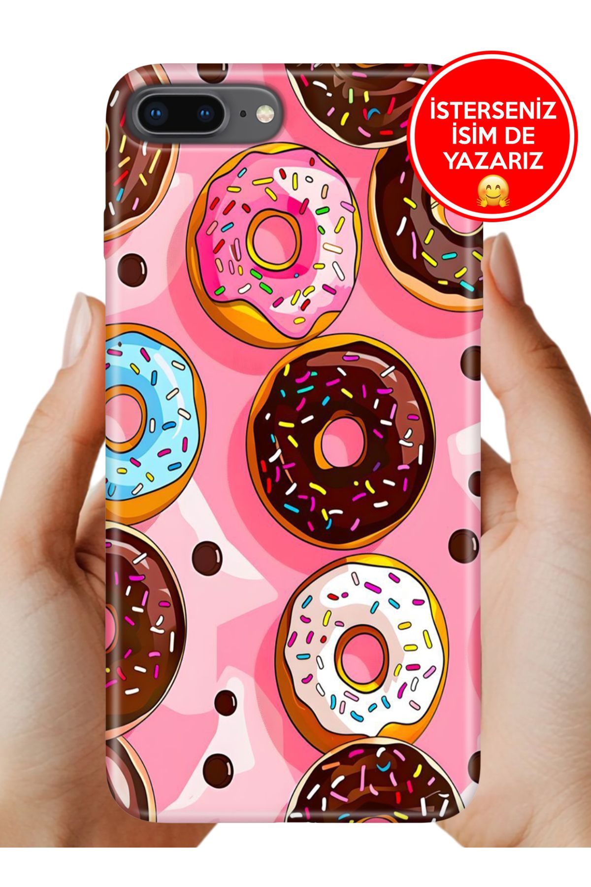 Cekuonline iPhone 7 Plus - 8 Plus Kılıf FullCover Resimli Desenli Silikon Donut 4979