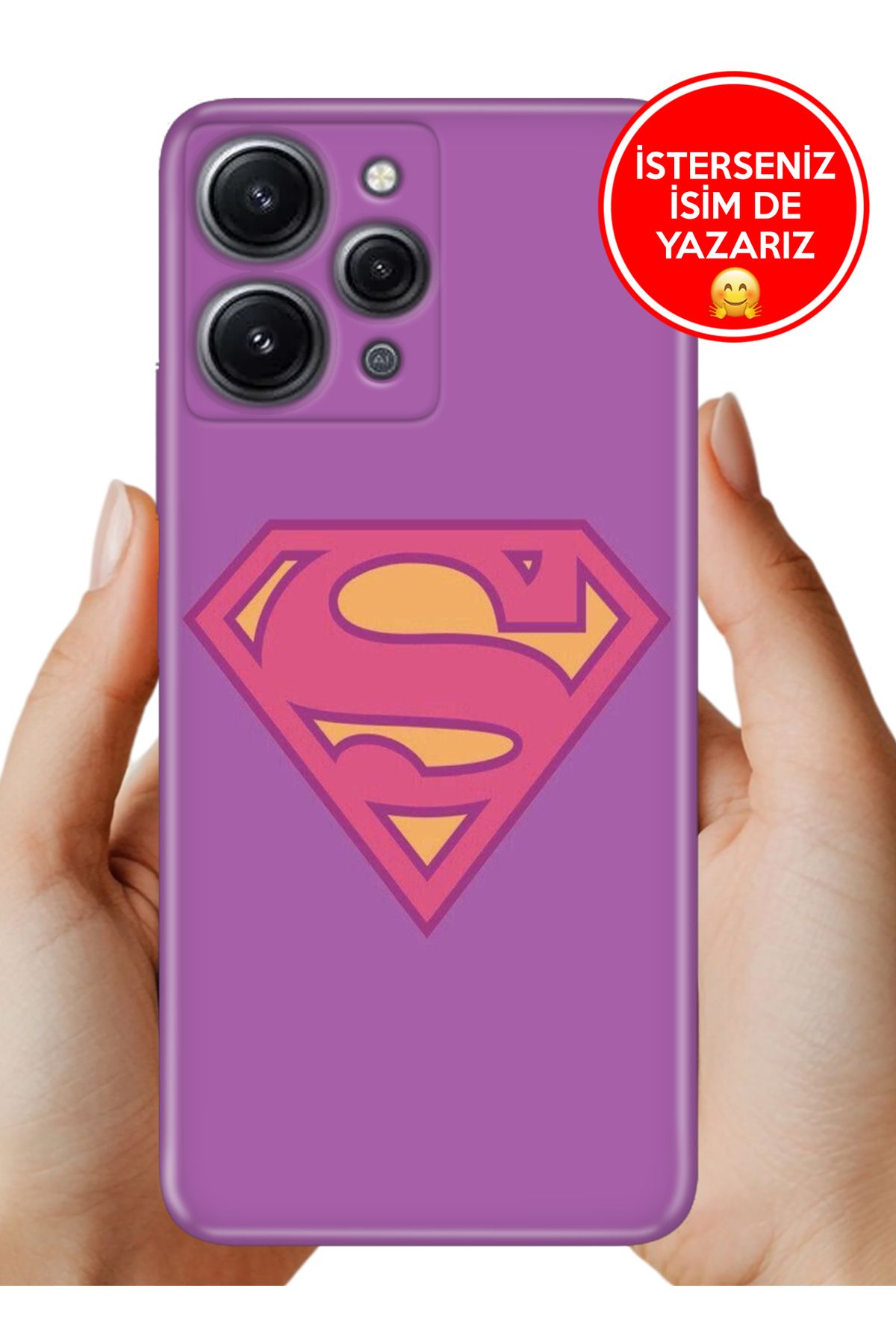 Cekuonline Xiaomi Redmi 12 Kılıf Tam Rubber Esnek Silikon Full Koruma Super Woman