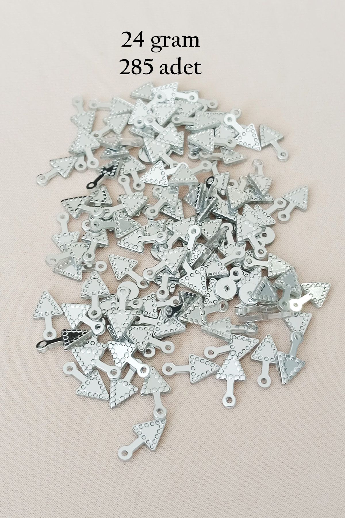 Mu Art Oya Abiye Bileklik Kolye Pleksi Metalik Plastik Pul Gümüş Renk 24 Gram 285 Adet - Bnc565