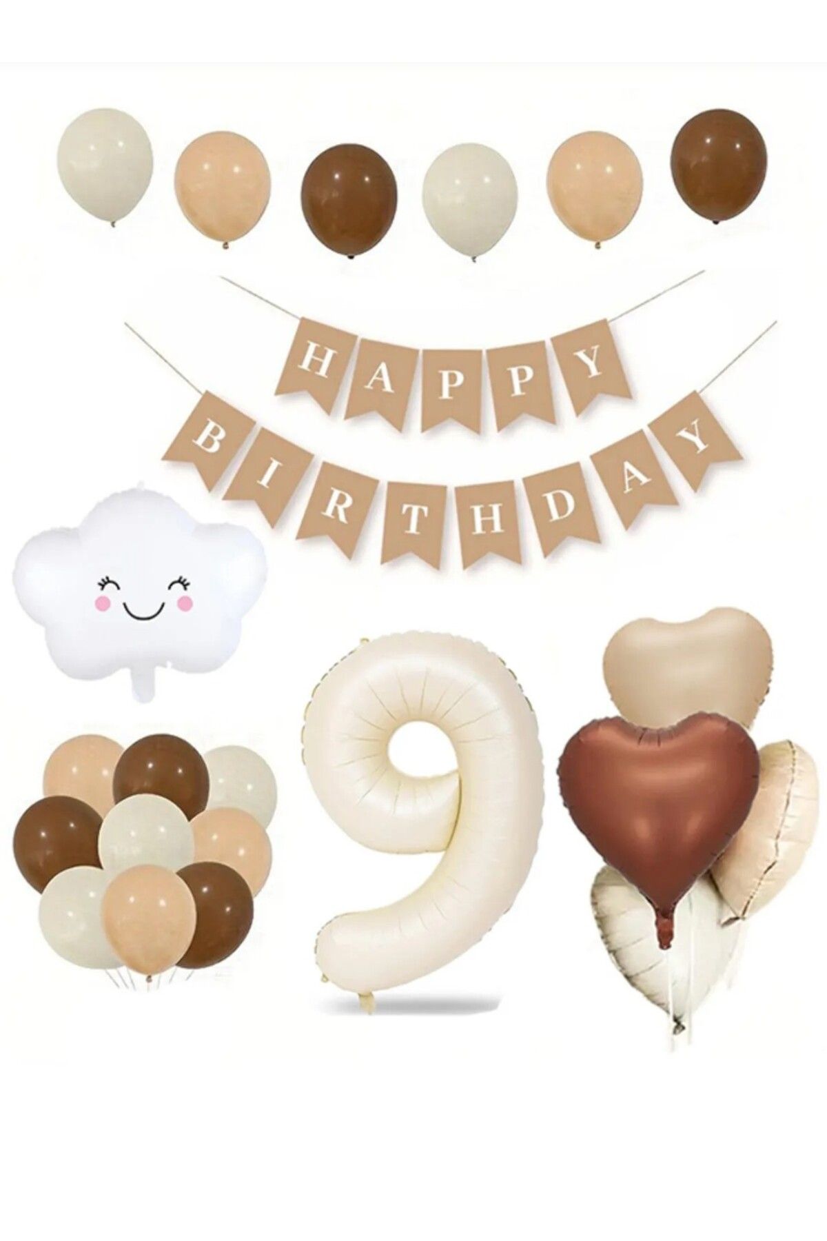 ALYA-Party Heart-Number-Cloud Foil Balloon Set of 3 Birthday 1