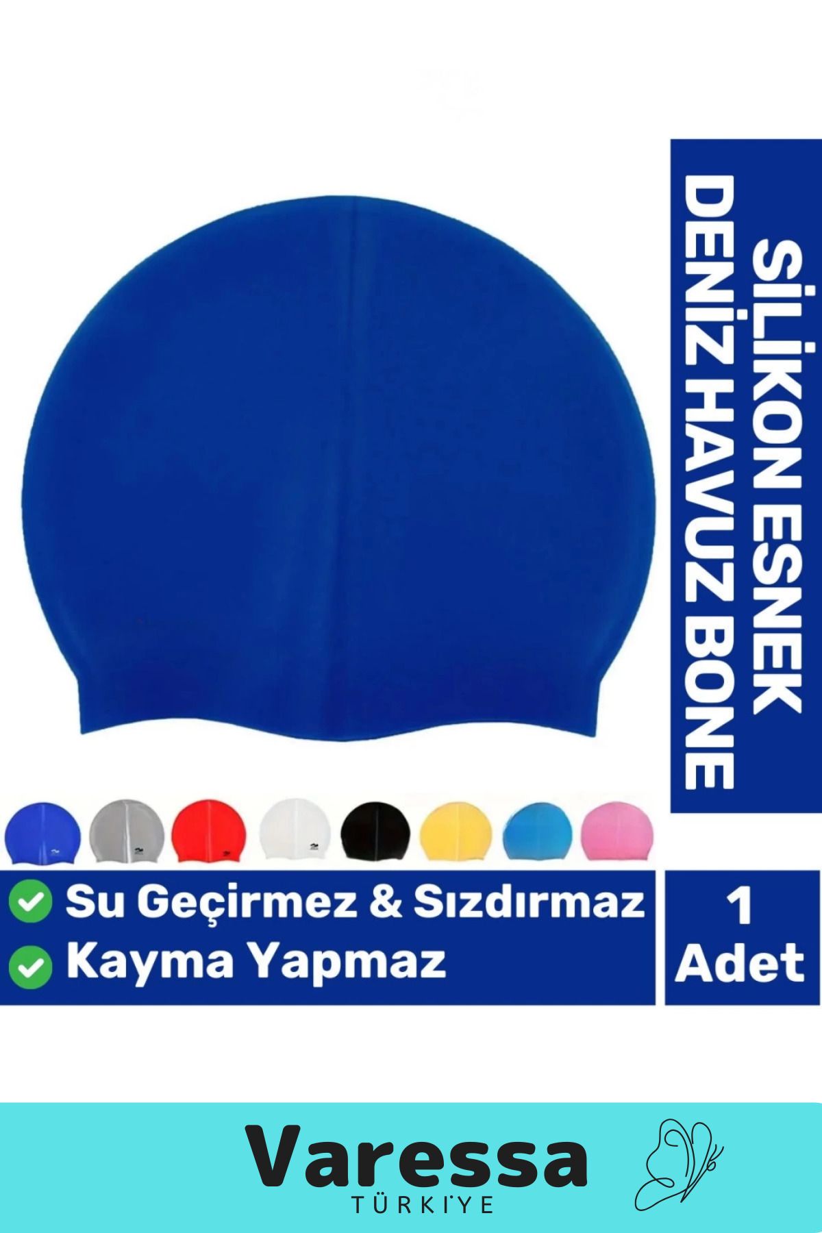 VARESSA Premium Seri Kaymaz Su Geçirmez Sızdırmaz Silikon Yüzücü Elastik Yüzme Şapkası Havuz Deniz Bonesi