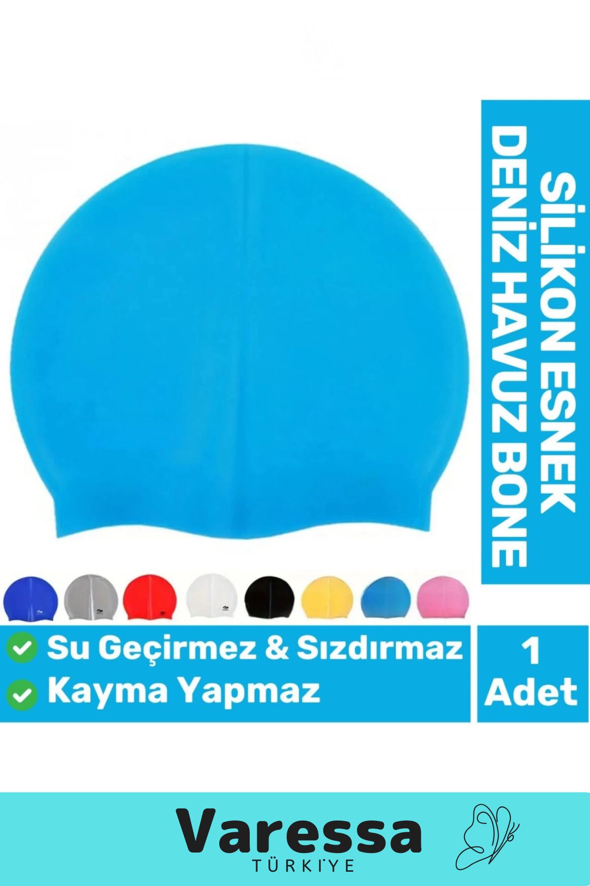 VARESSA Kaymaz Su Geçirmez Sızdırmaz Silikon Yüzücü Elastik Yüzme Şapkası Havuz Deniz Bonesi