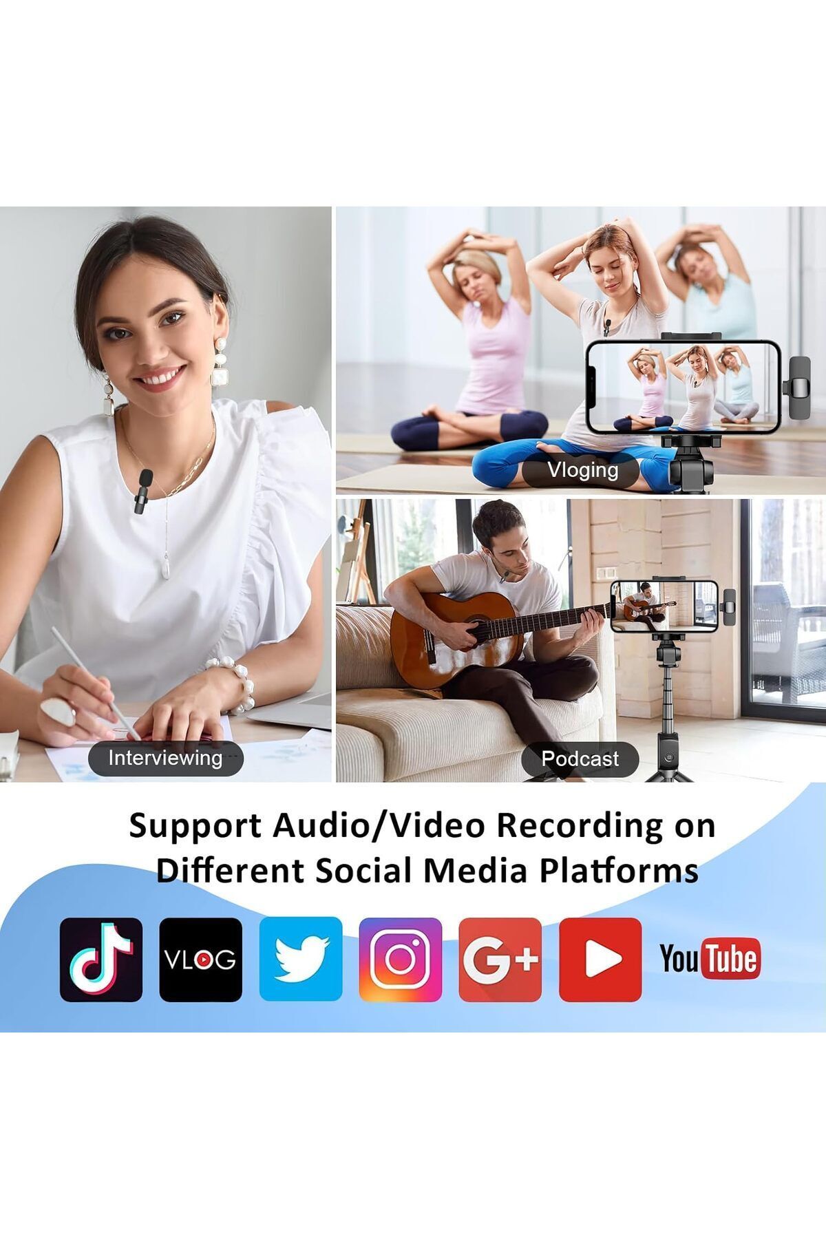Generic-Bluetooth Mini Microphone for iPhone/iPad - Wireless Lavalier Mic for TikTok, YouTube, Podcast 5