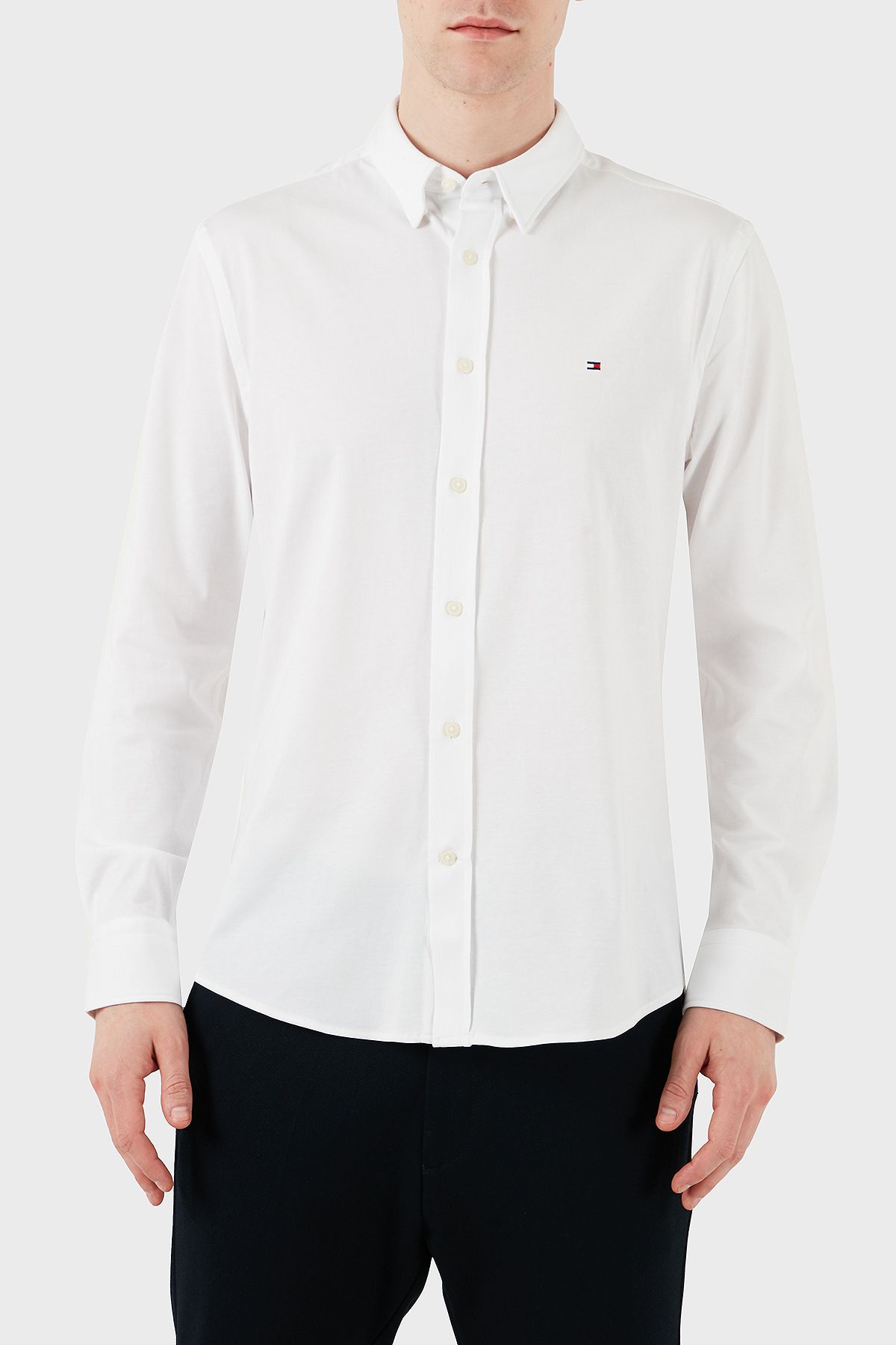 Tommy Hilfiger-With Logo Cotton Regular Fit Long Sleeve Men's Shirt Mw0Mw37580 4