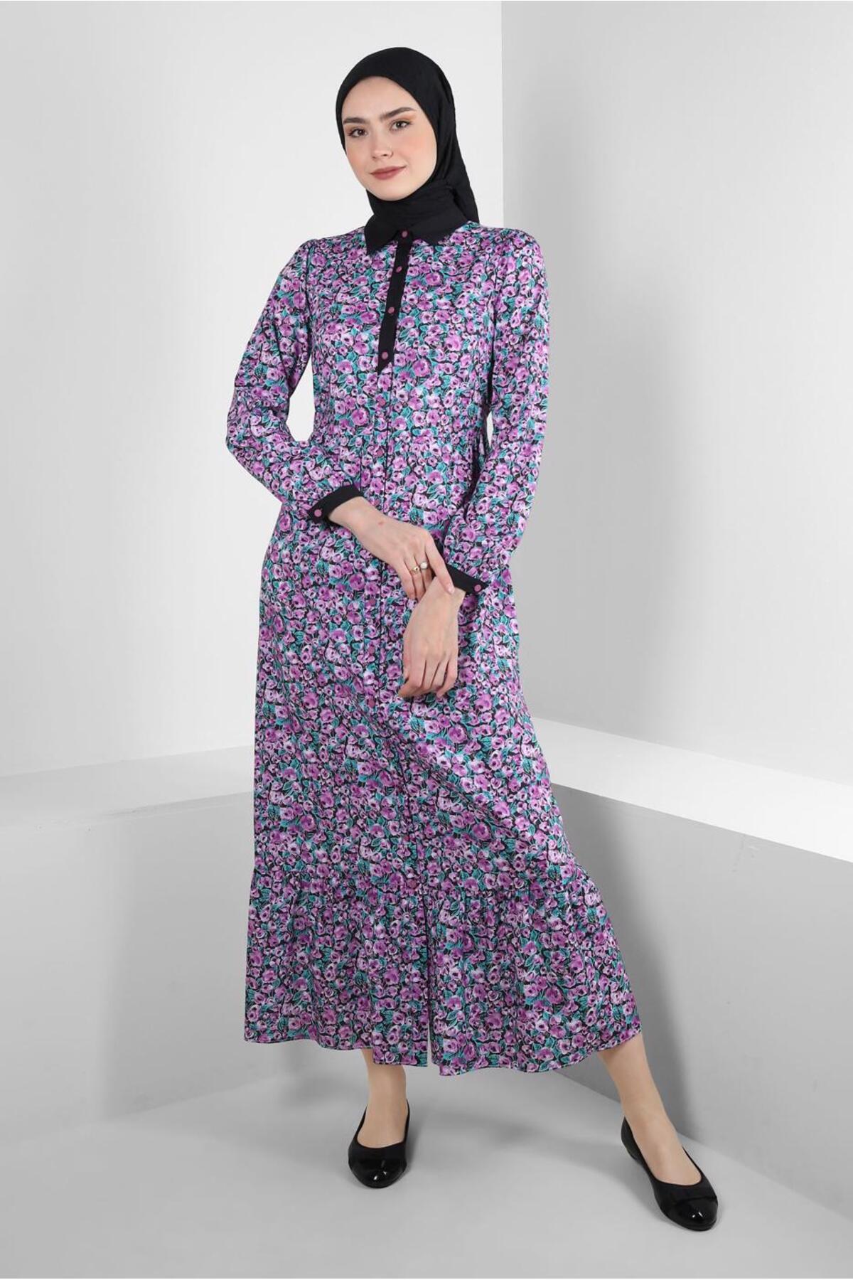 آلوینا پیراهن دکمهدار طرحدار گلدار ۴۳۷۵۲ آلوینا پیراهن دکمهدار طرحدار گلدار ۴۳۷۵۲