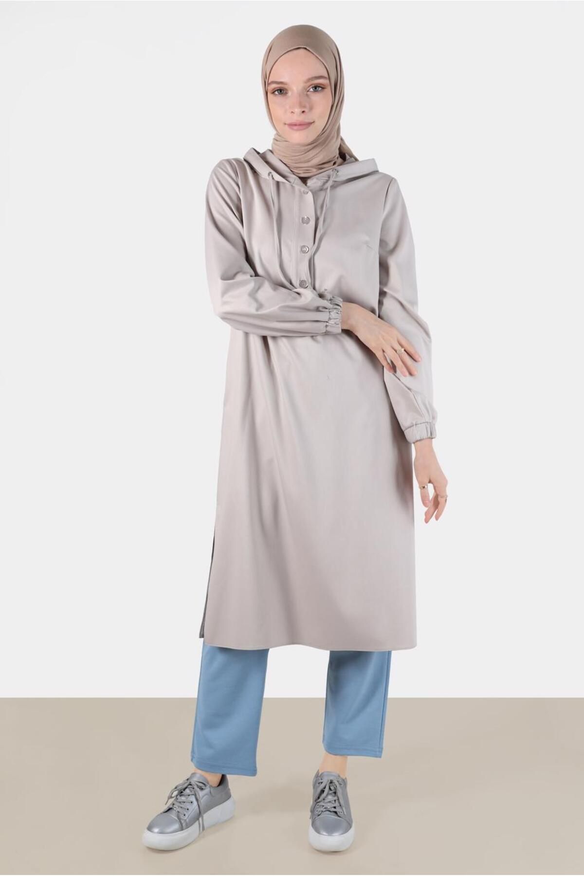 تونیک کلاهدار دکمه دار 42784 Alvina