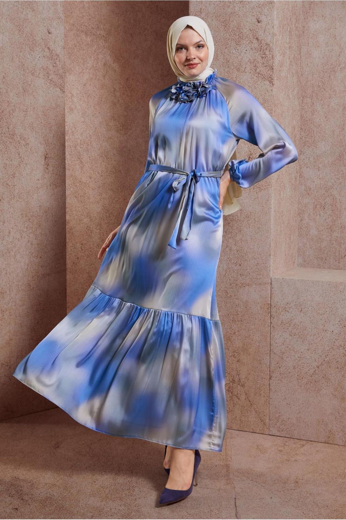 آلوینا لباس مجلسی ساتن کمربنددار ۴۴۵۶۳