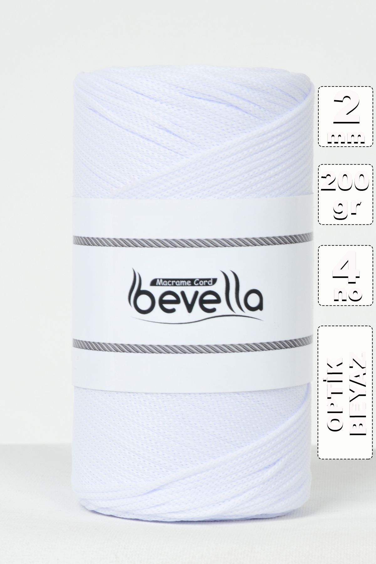 Bevella Macrame Cord-2 mm - 200 gr Πολυεστέρας Λευκός Πολυεστέρας Νήματα Σπηλιών και Νήματα Τσάντας 1