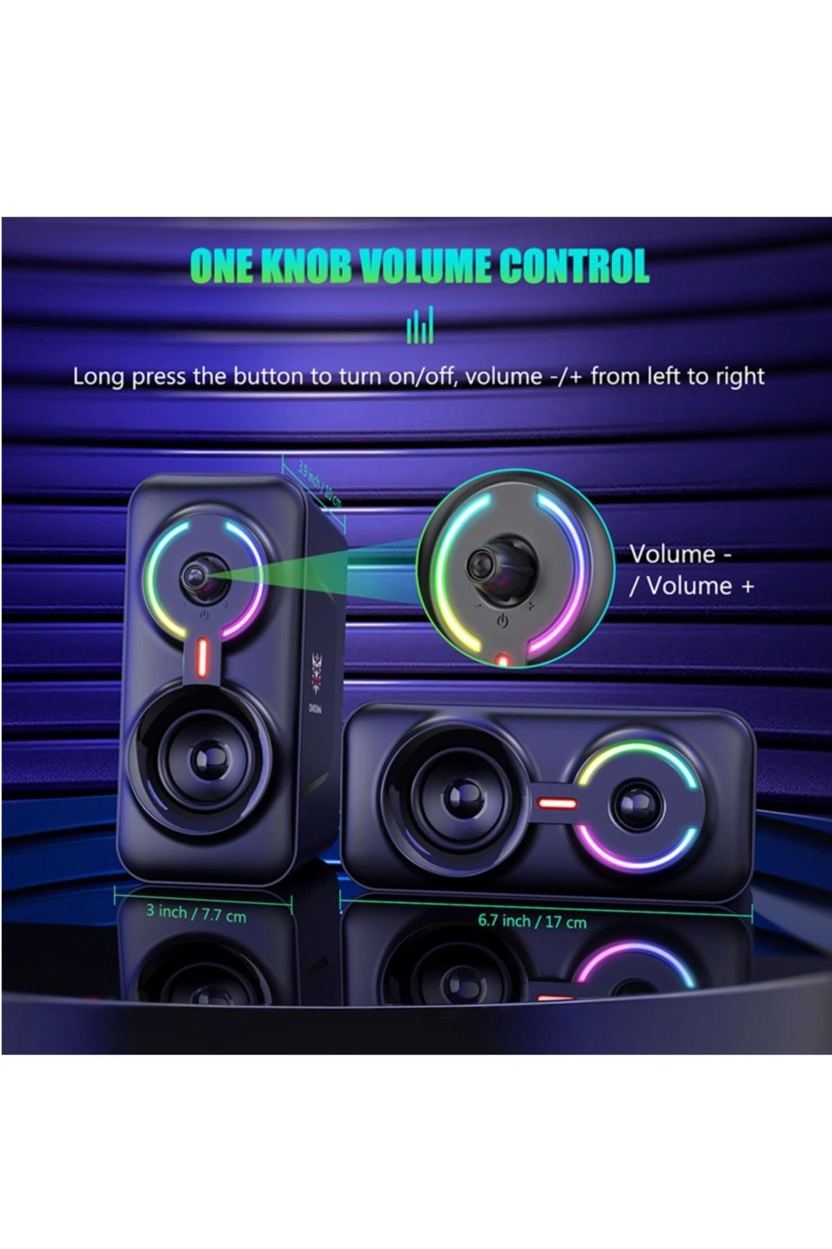Onikuma-مكبرات صوت كمبيوتر سلكية/لاسلكية مزودة بتقنية البلوتوث RGB، ومكبرات صوت للألعاب مزودة بمضخم صوت LED وصوت جهير عميق 3