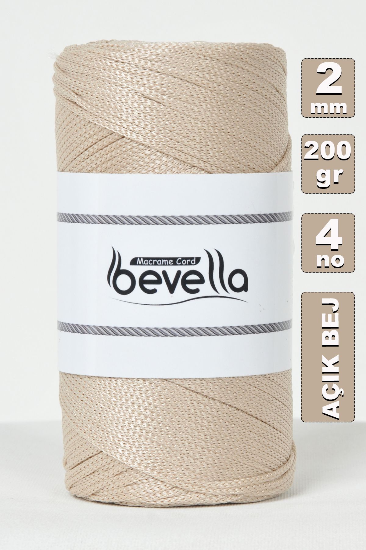 2 Mm - 200 gr Polyester Açık Bej Makrome Ipi Polyester Makrome Ip Supla Ip Ve Çanta Ipliği - 1
