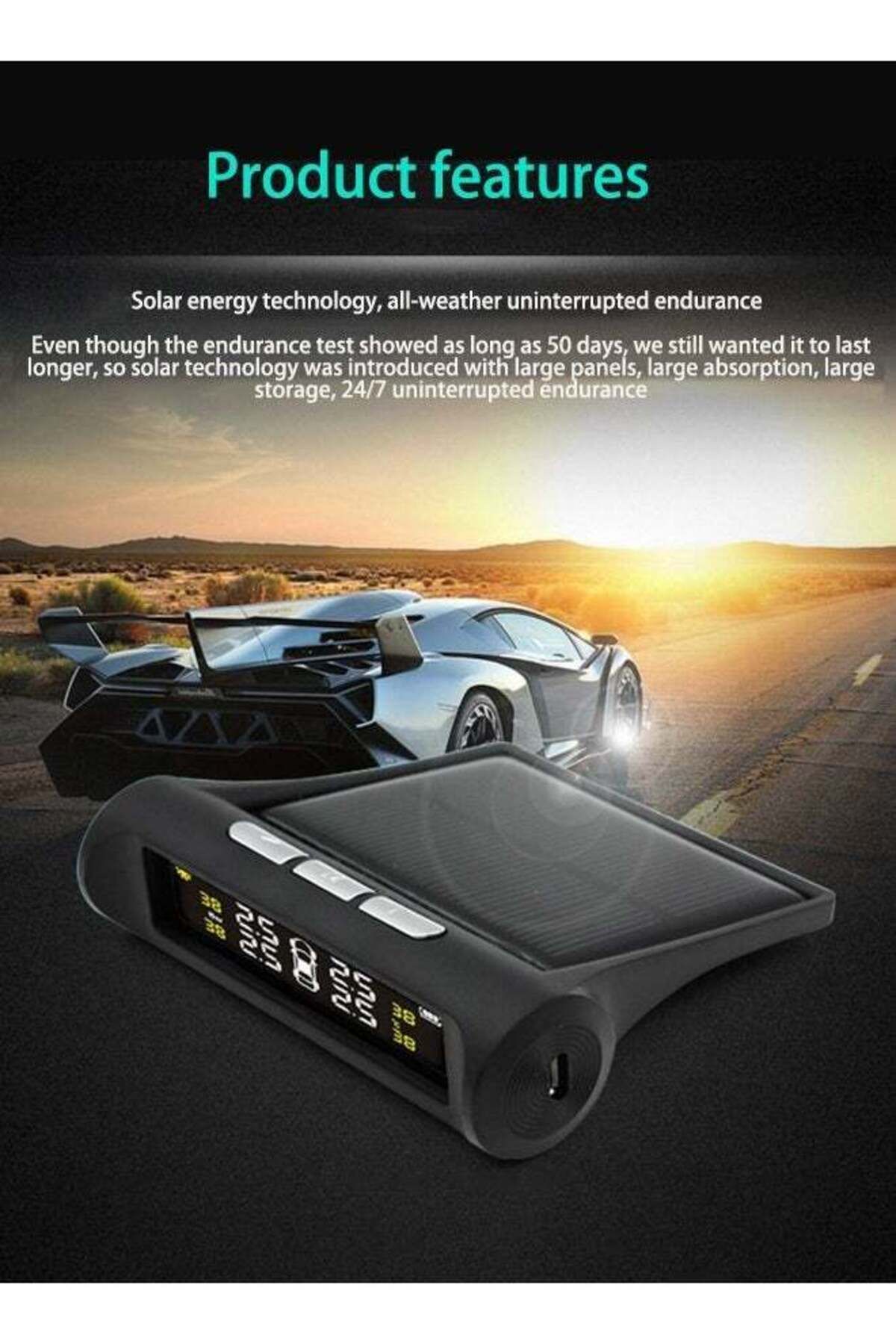 fulina-Tire Pressure Monitoring System,Digital LCD Display,4 Built-in Sensors,6 Reminder Modes 5