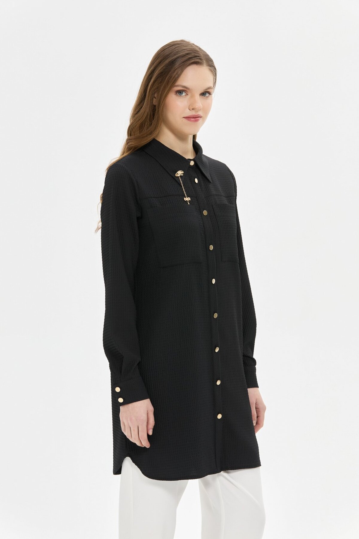 Esswaap-Stylish and Comfortable Black Double Pocket Tunic 3