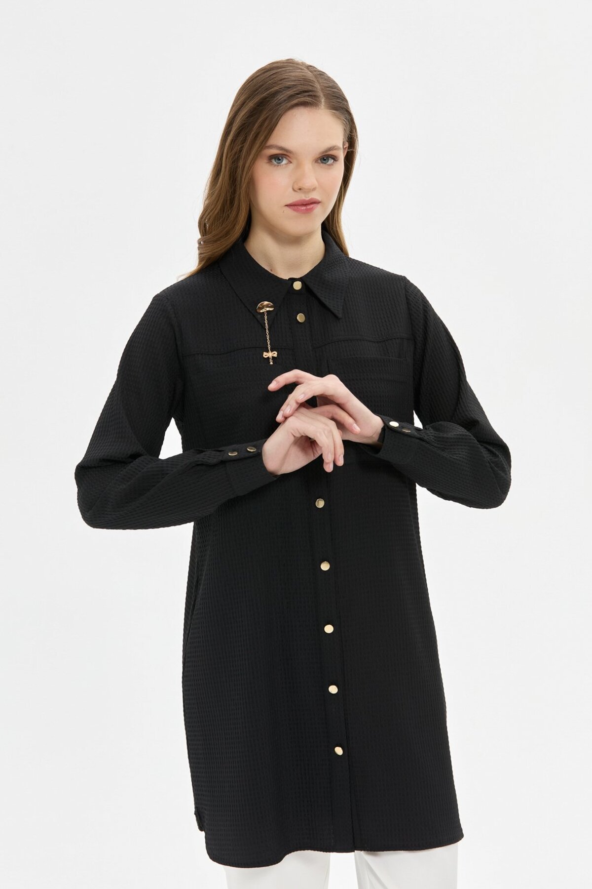Esswaap-Stylish and Comfortable Black Double Pocket Tunic 5