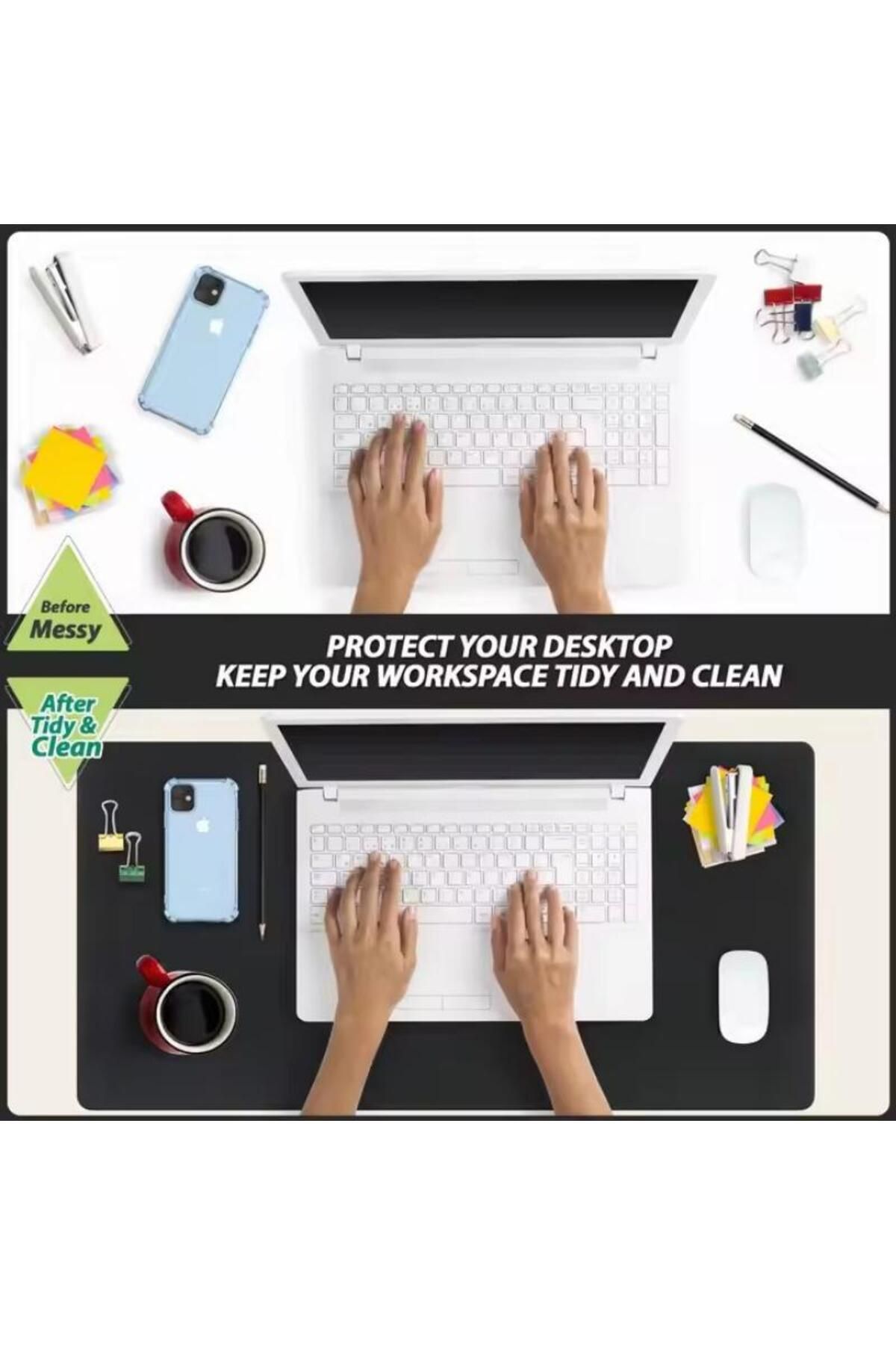 Generic-Large Multi-function Business Double-sided Computer Desk Pad Non-slip Leather Mouse Pad 60×30cm 5