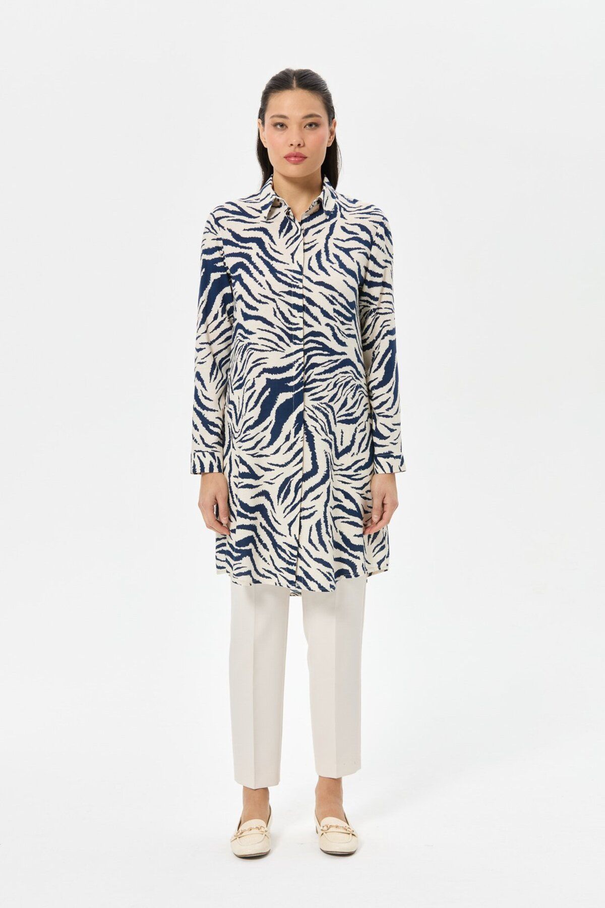Esswaap-Zebra Patterned Tunic Navy 1