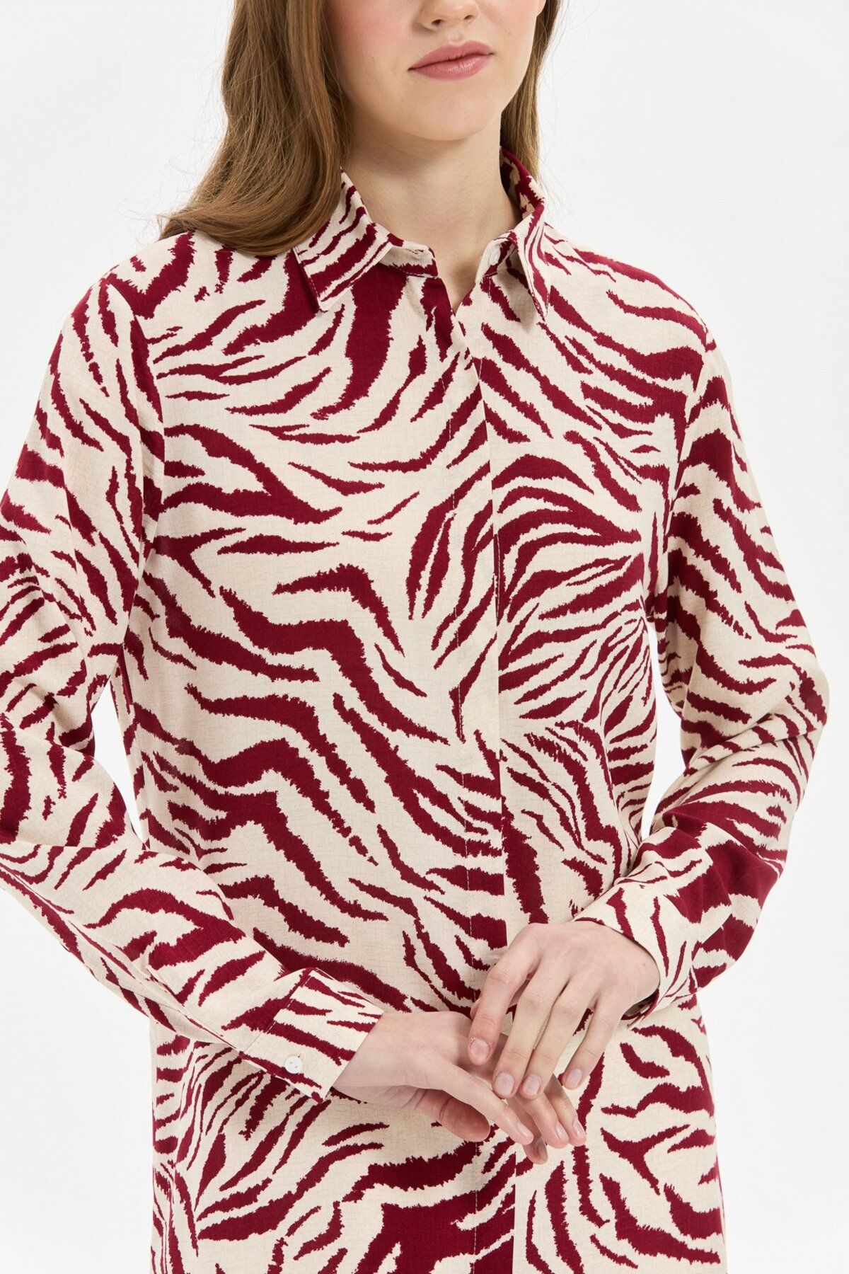 Esswaap-Zebra Patterned Tunic Claret Red 7