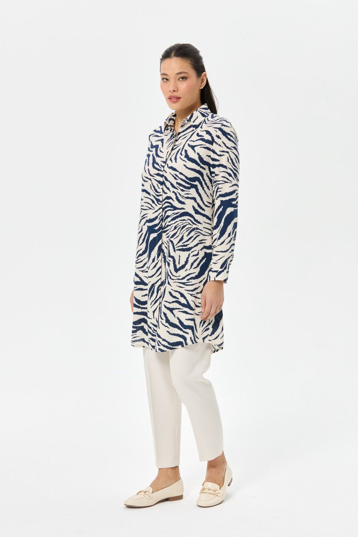 Esswaap-Zebra Patterned Tunic Navy 6