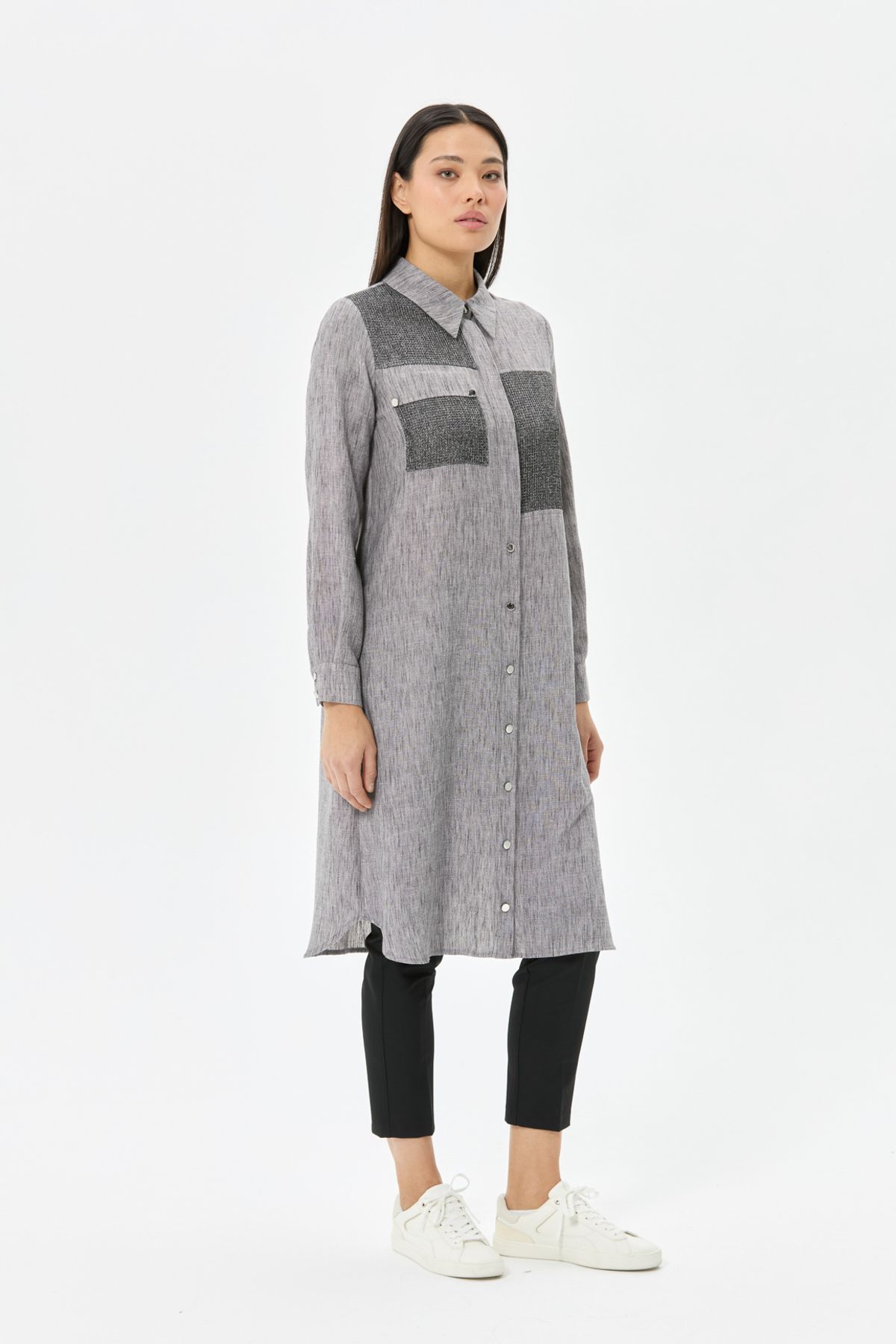 Esswaap-Detailed Long Tunic - Anthraciteocking 3
