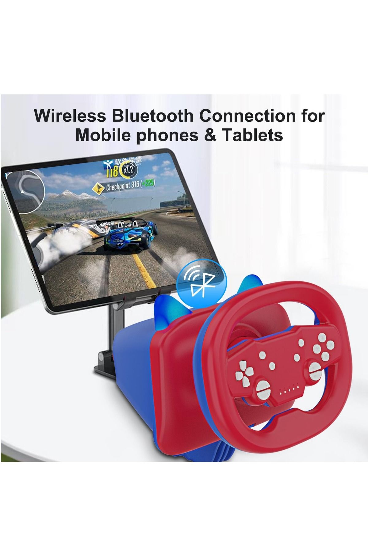 FlashHawk-Bluetooth Racing Steering Wheel with Paddle Shifters, Wireless Wired Dual-Mode Steering Wheel 3
