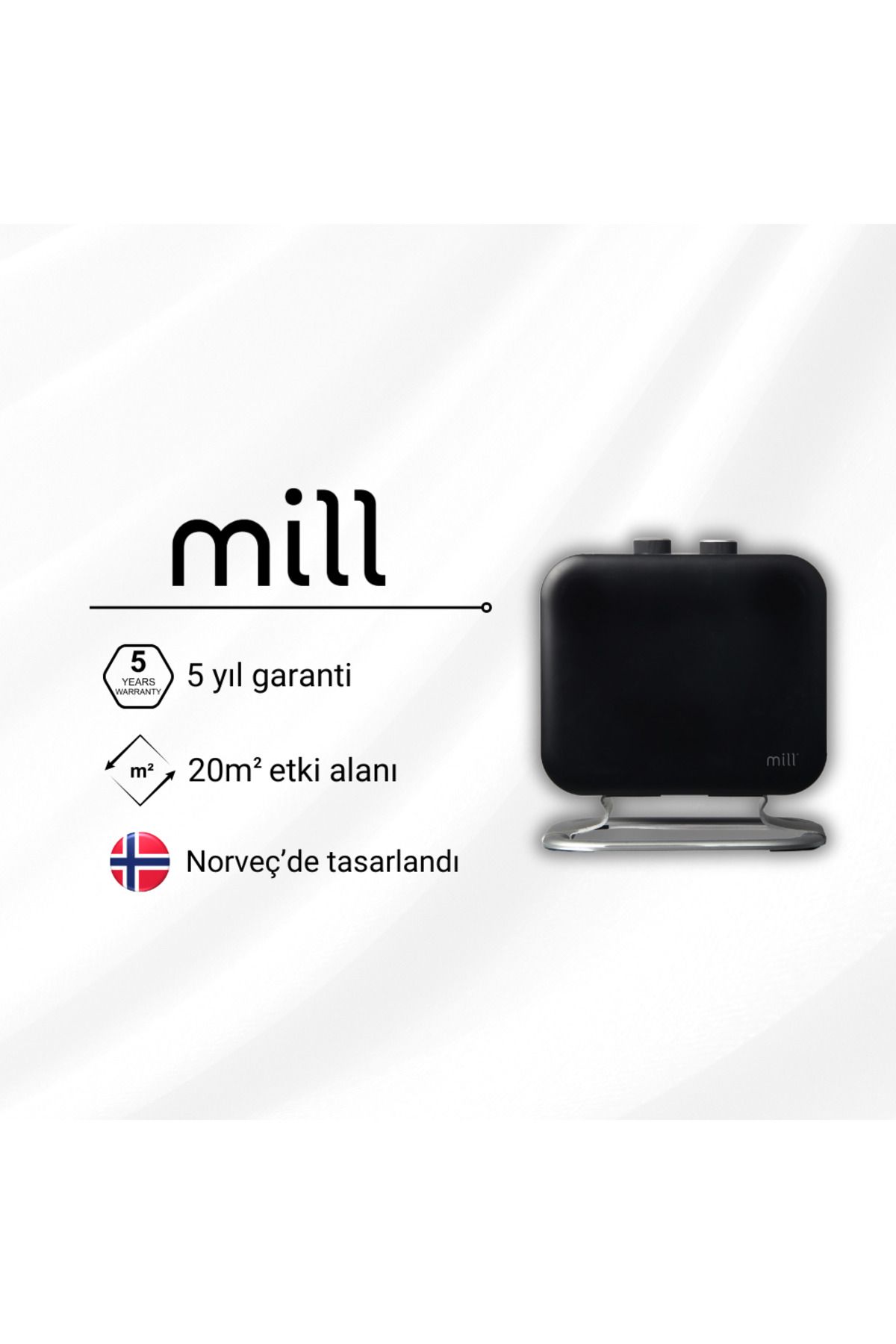 Mill Compact Ptc Isıtıcı Fan 1800w - Siyah