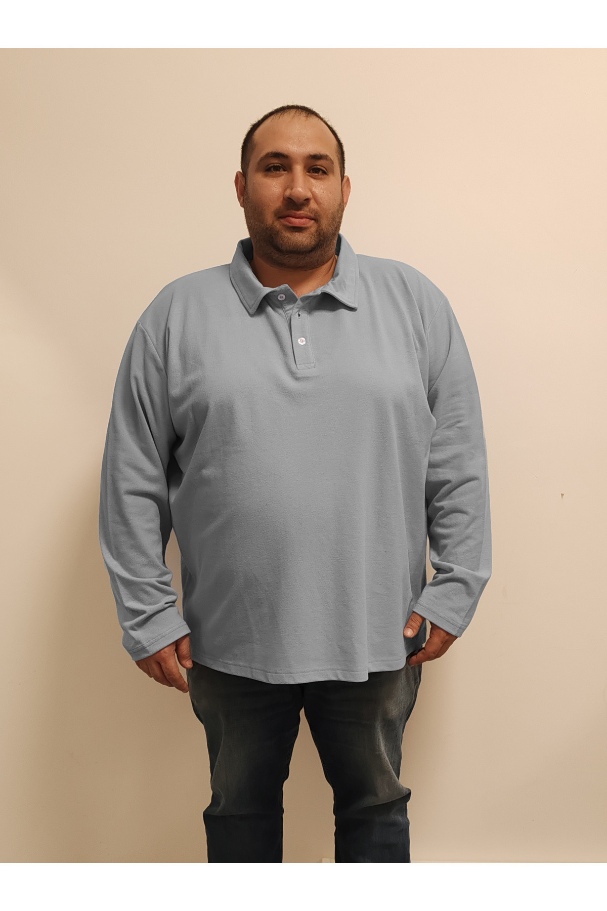 rood Büyük Beden Ünisex POLO YAKA UZUN KOL