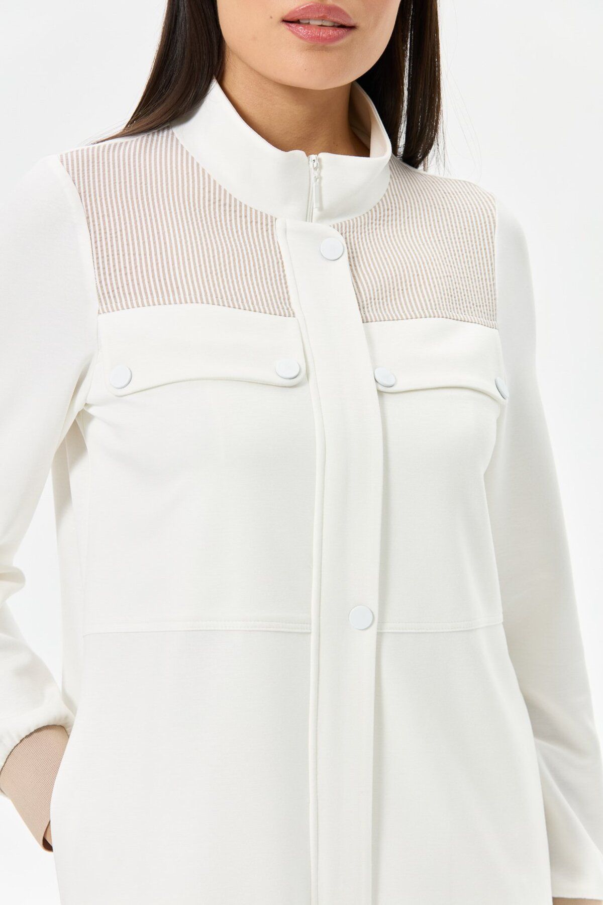 Esswaap-Seersucker Fabric Garnished Wear-Off Ecru 6