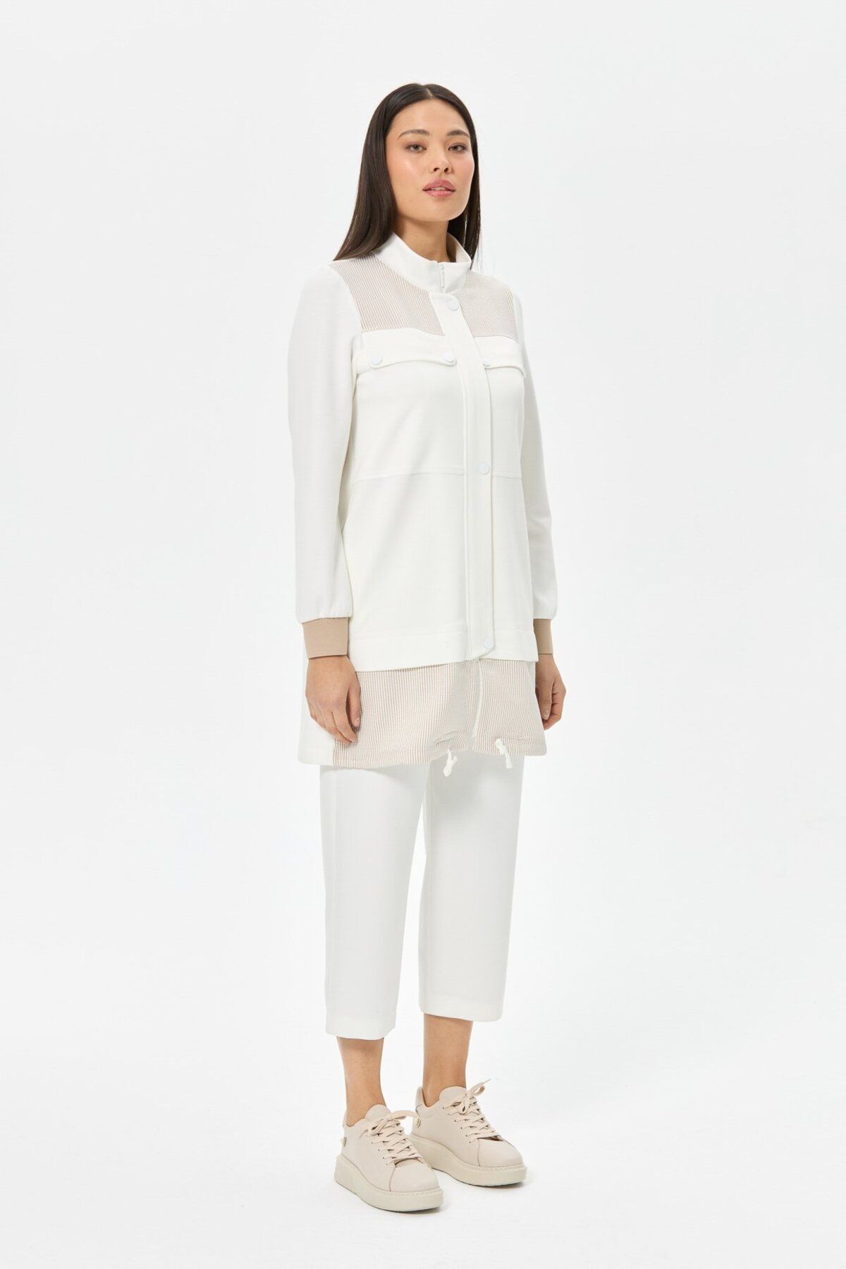 Esswaap-Seersucker Fabric Garnished Wear-Off Ecru 3