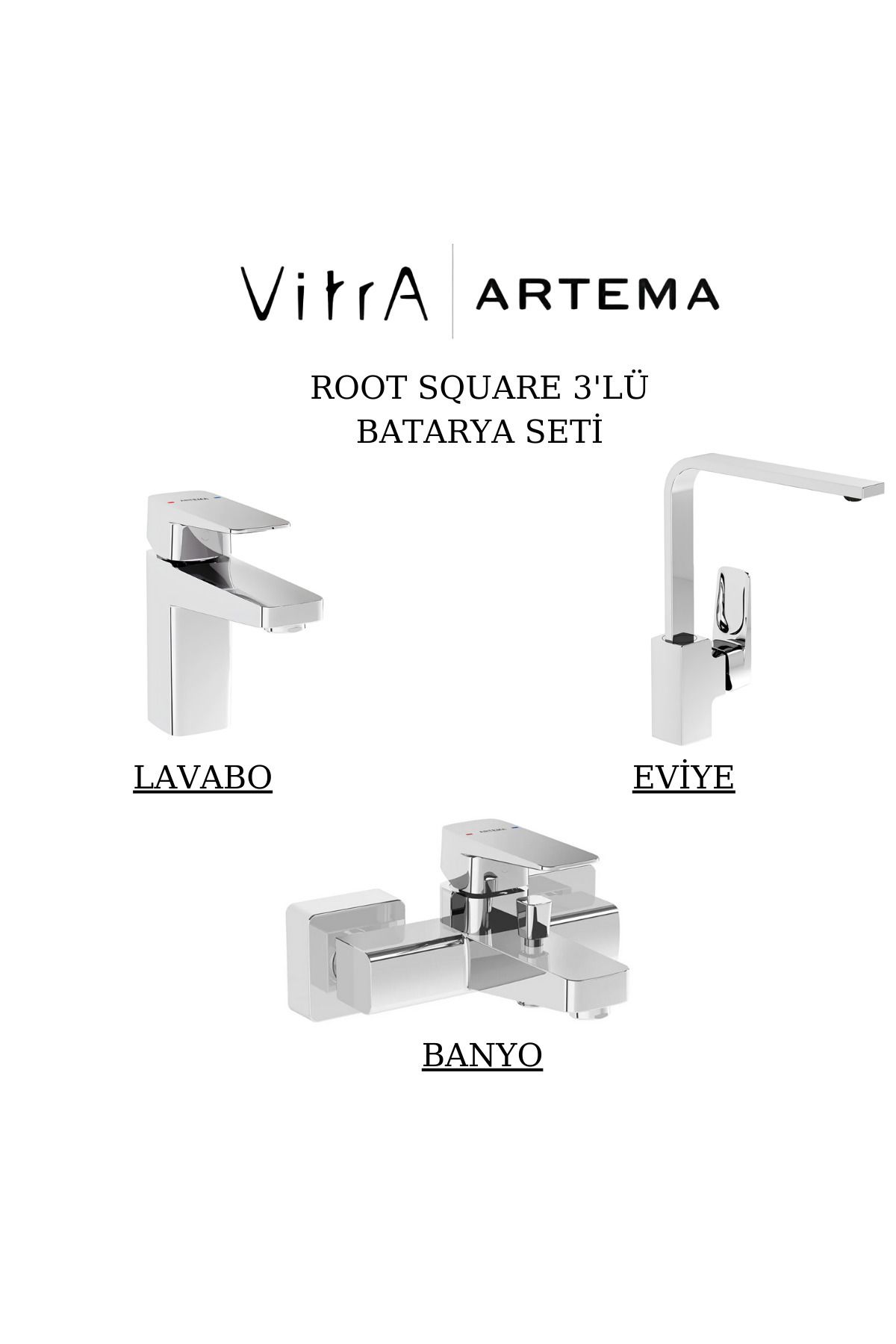 Artema-Root Square Batarya Set 3-Piece Bathroom-Washbasin-Sink 1