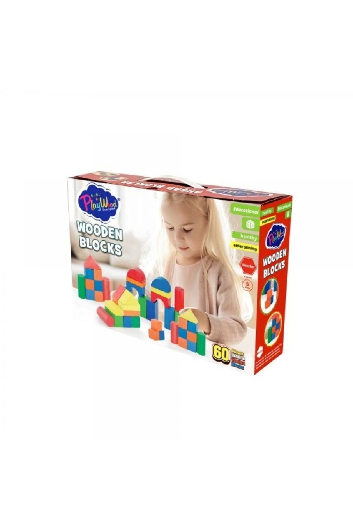 Play Wood Playwood Renkli Ahşap Bloklar 60 Parça