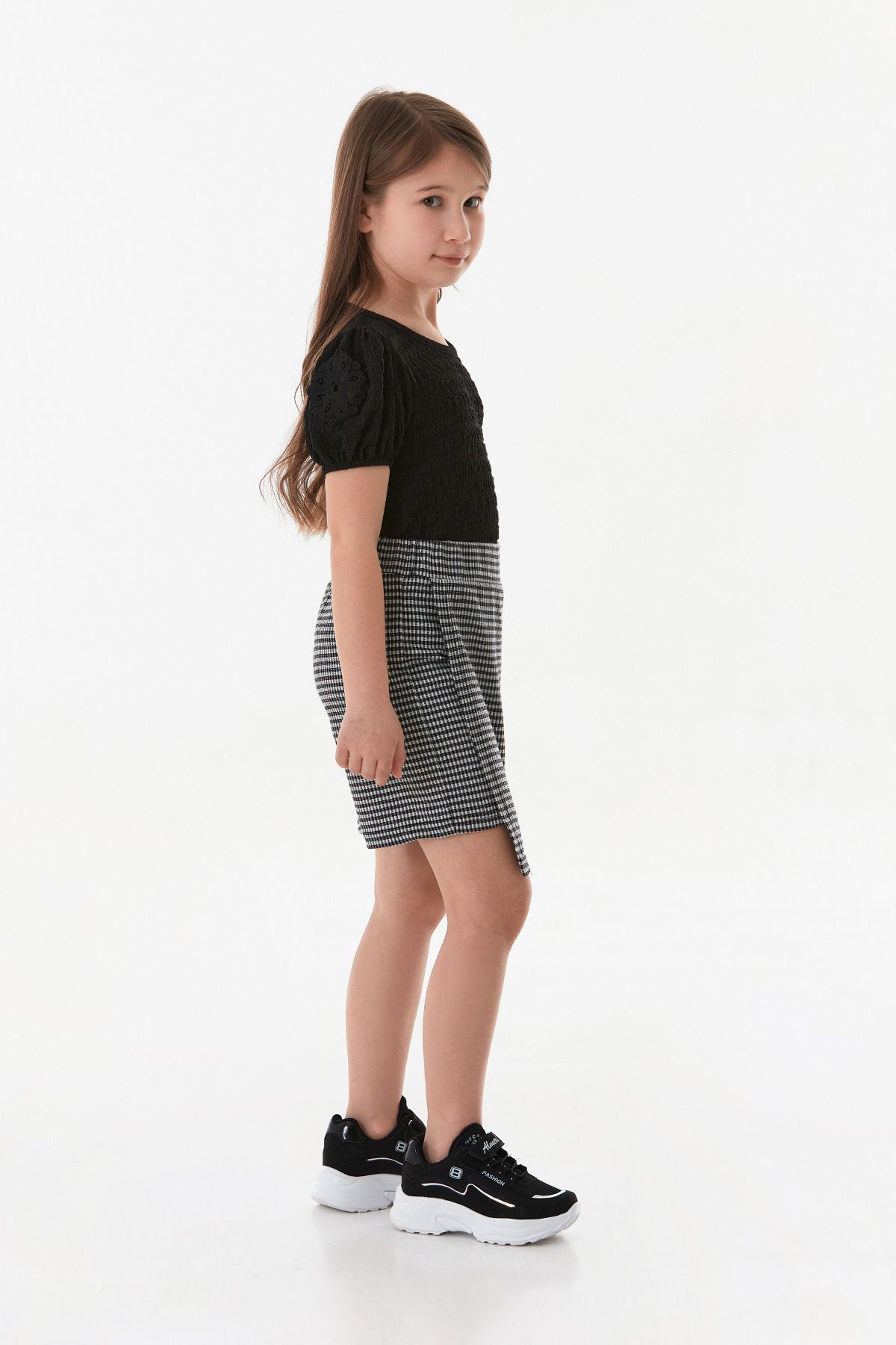 Fulla Moda-Fusta scurtă pentru fete cu model picior de găină 5