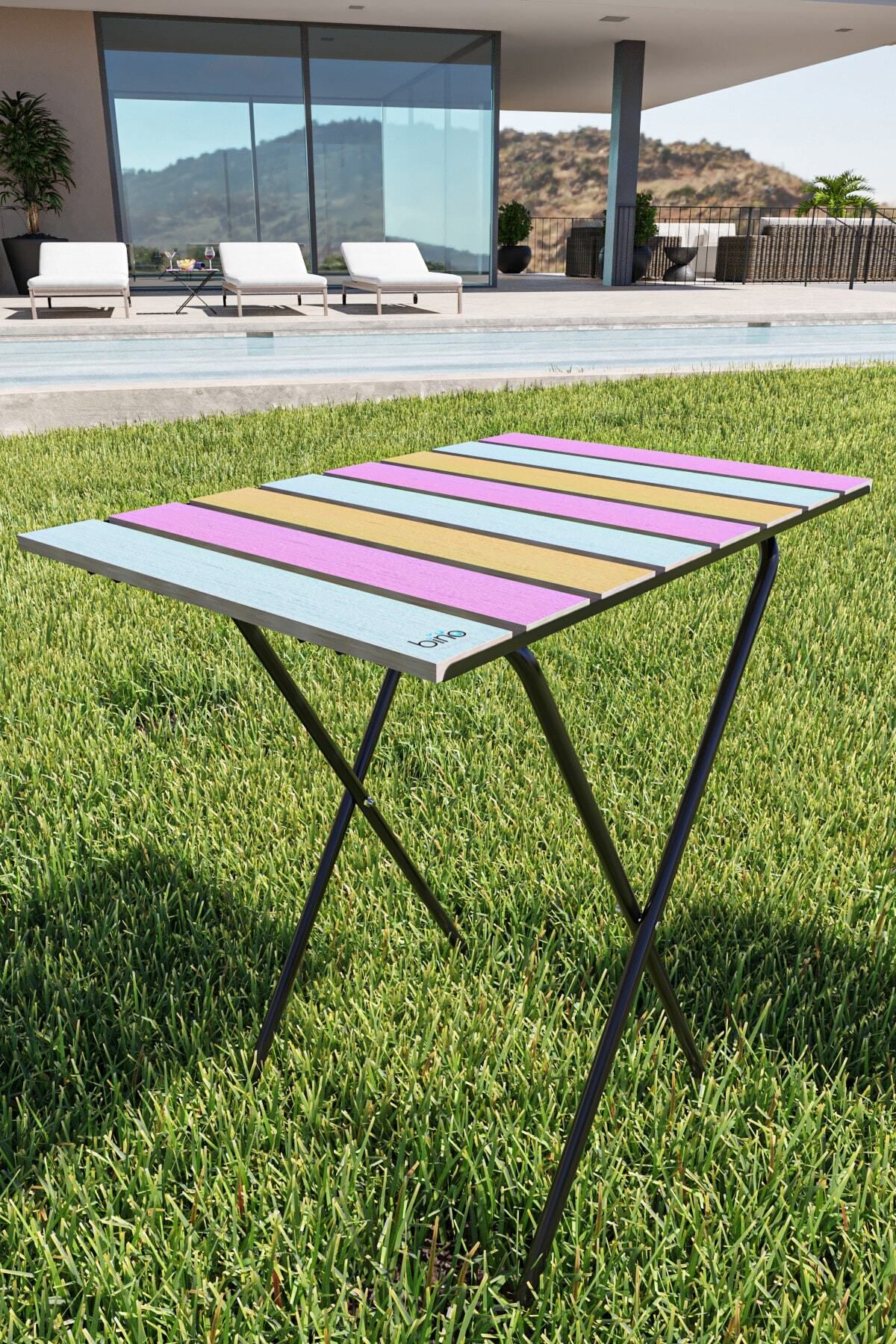 Mhm Collections Katlanır Kamp Masası Yükseklik Ayarlı Ahşap Piknik Masası Balkon Masası Mutfak Masası...