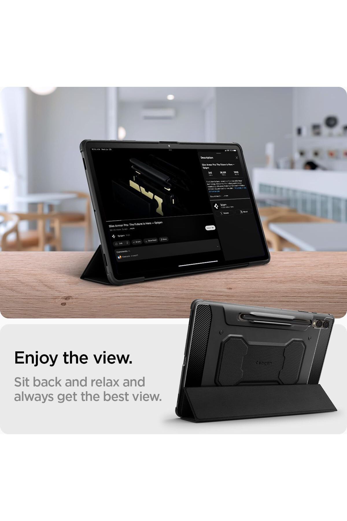 Spigen-Spigen Rugged Armor Pro for Samsung Galaxy Tab S10 PLUS case 12.4 / Galaxy Tab S9 PLUS case Black 4