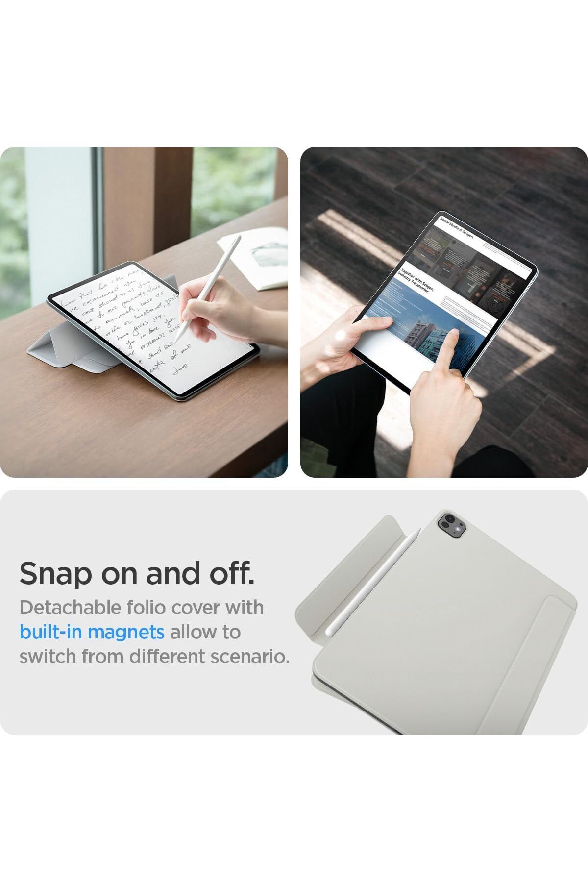 Spigen-Spigen Air Skin Folio OneTap for iPad Pro 13 inch case (2024) M4  - Gray 3