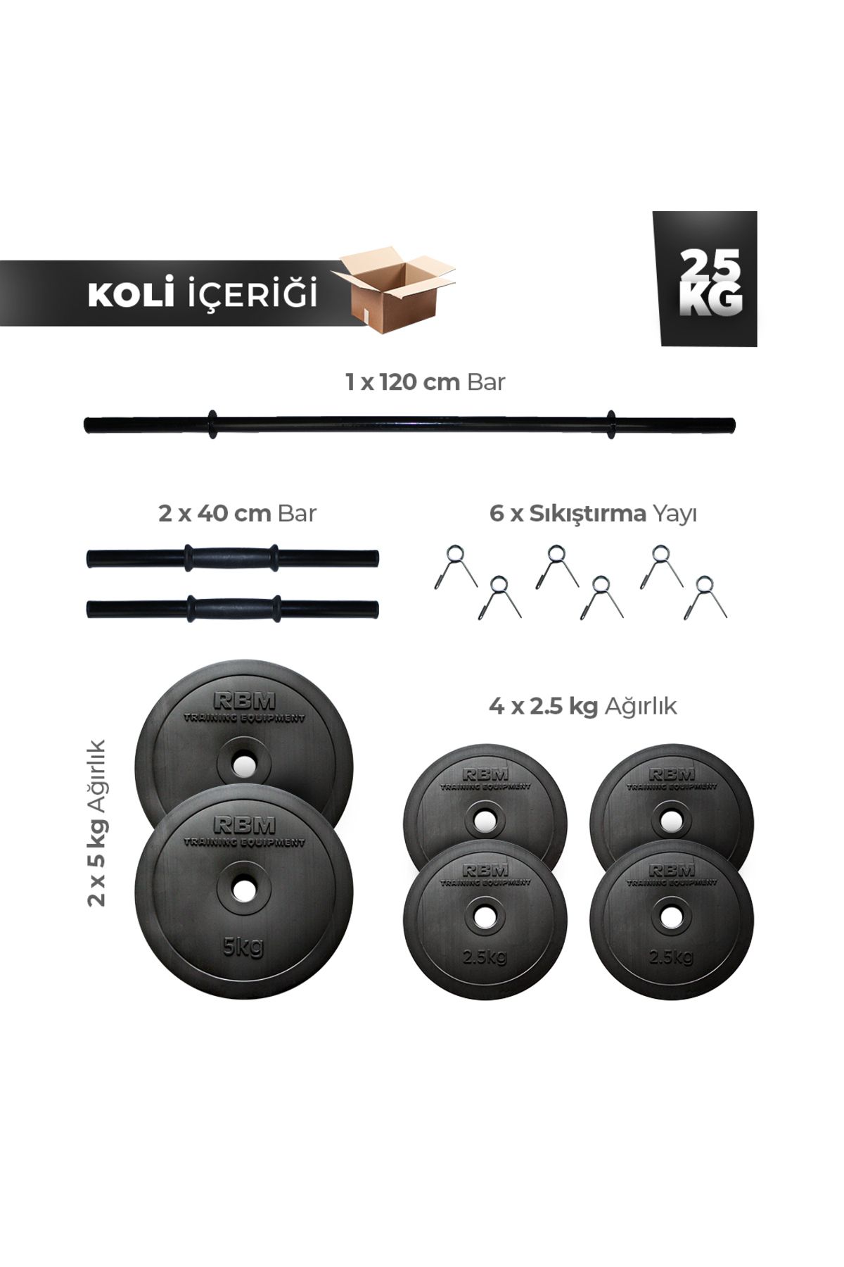 Mhm Collections 25 Kg Halter Seti Dambıl Seti Ve Fitness Ağırlık Seti