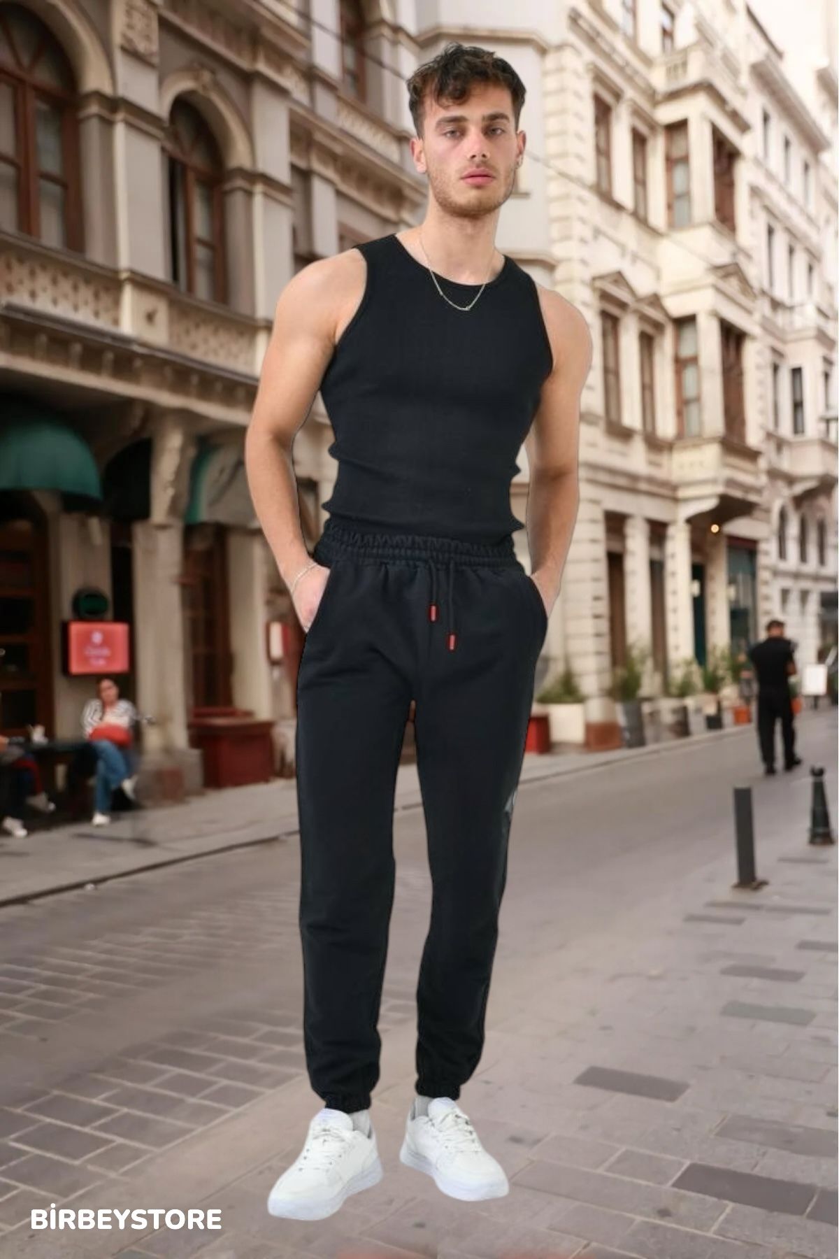 BİRBEYSTORE Eşofman Altı Beli Lastikli Unisex Paça Lastikli İnce Kumaş