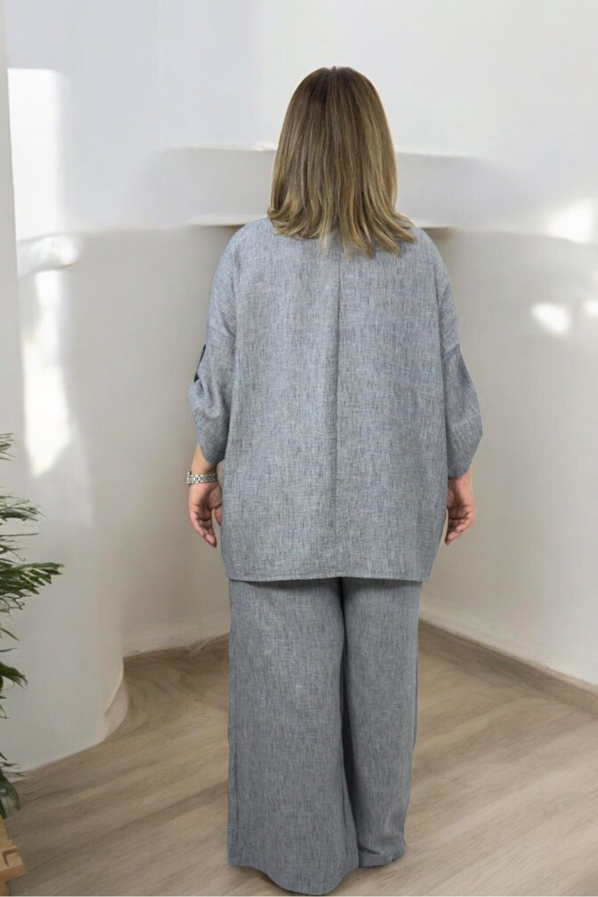 yagmurberen-Thin Linen Tunic and Elastic Pants Oversize Unity Suit 4
