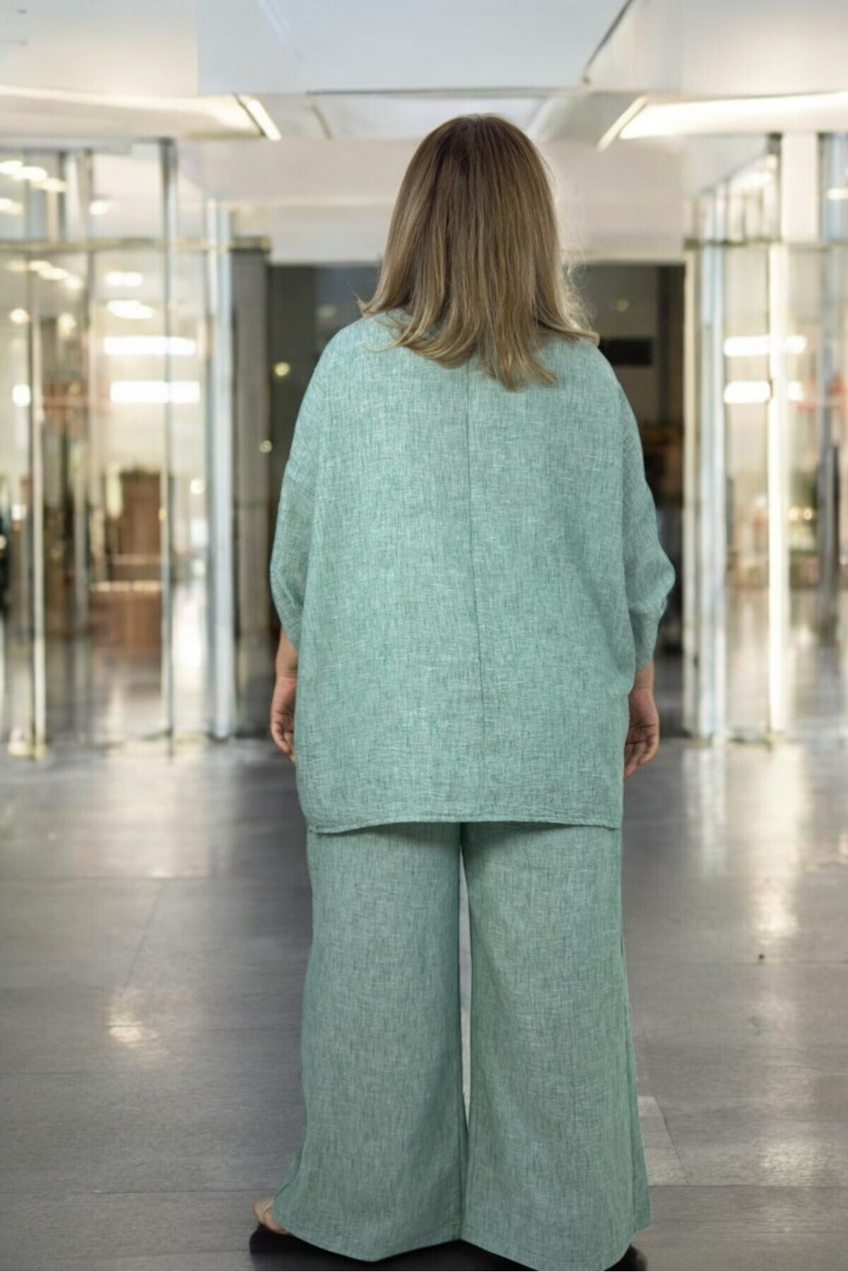 yagmurberen-Thin Linen Tunic and Elastic Pants Oversize Unity Suit 5