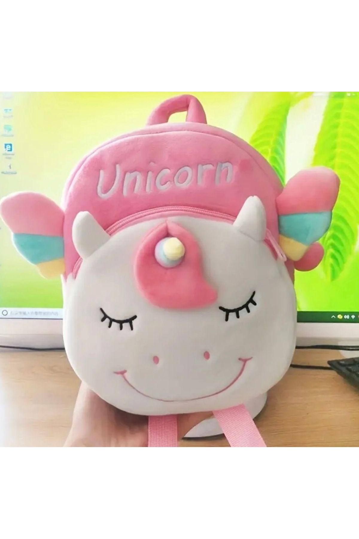 JOJO KIDS kız çocuk unicorn anaokulu , kreş sırt çantası , peluş çanta , yumuşacık çanta