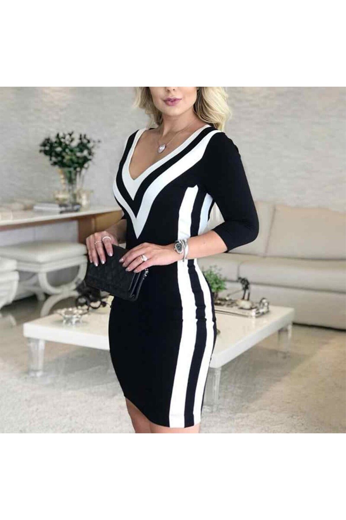 Mothermood yeni Günlük Yazlık Mini Likrali Şerit Detaylı Kadın Elbise