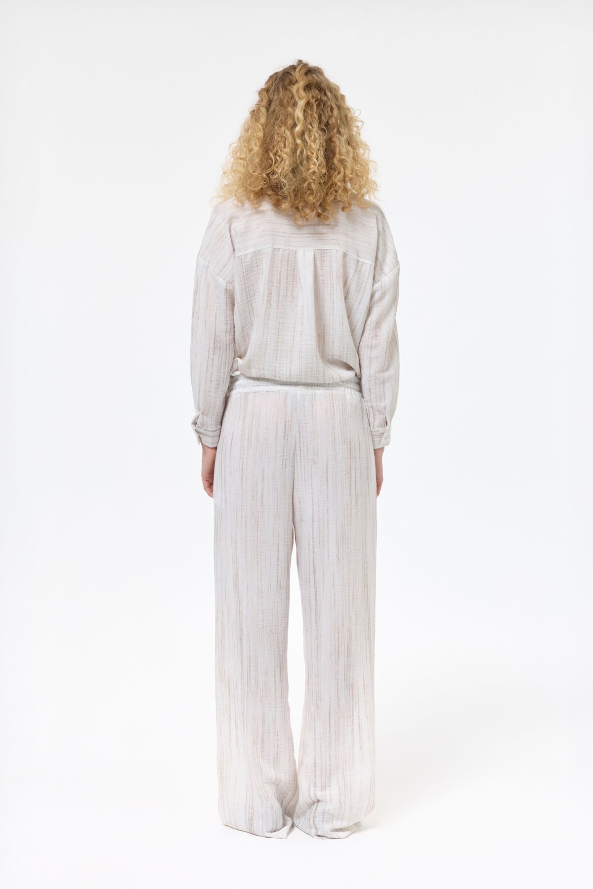 Quzu-Beaded Rope Tied Textured Trousers Stone 5