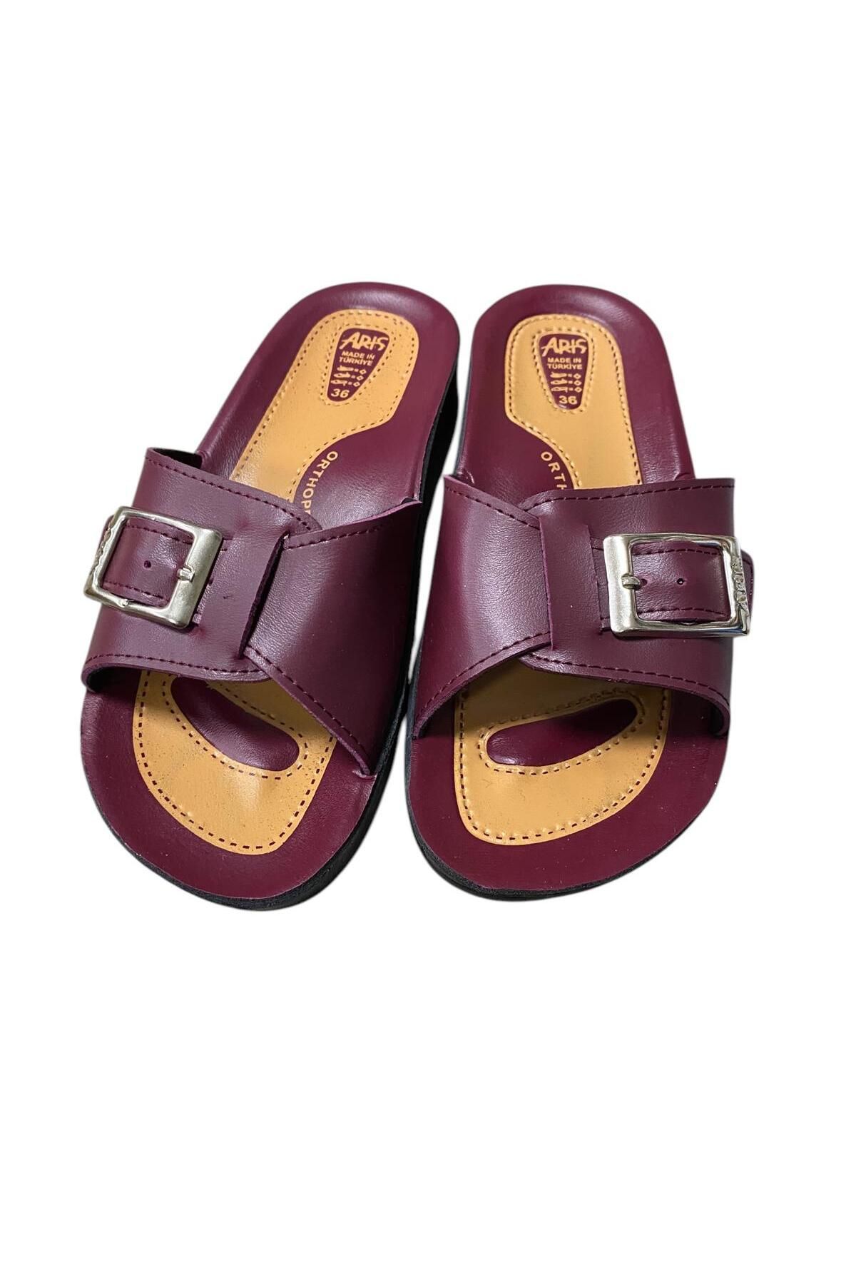 güven kundura-Women's Flat Sole Single Buckle Slippers 5
