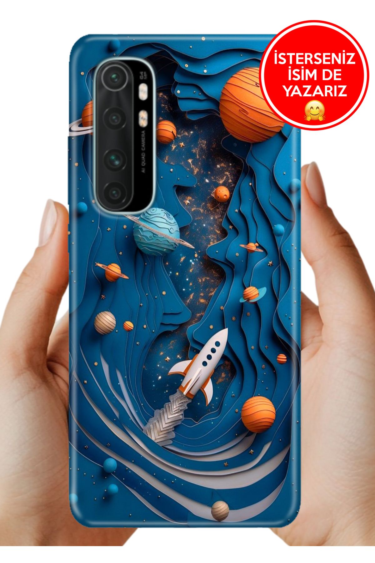 Cekuonline Xiaomi Mi Note 10 Lite Kılıf Tam Rubber Esnek Silikon Full Koruma Space Kolaj