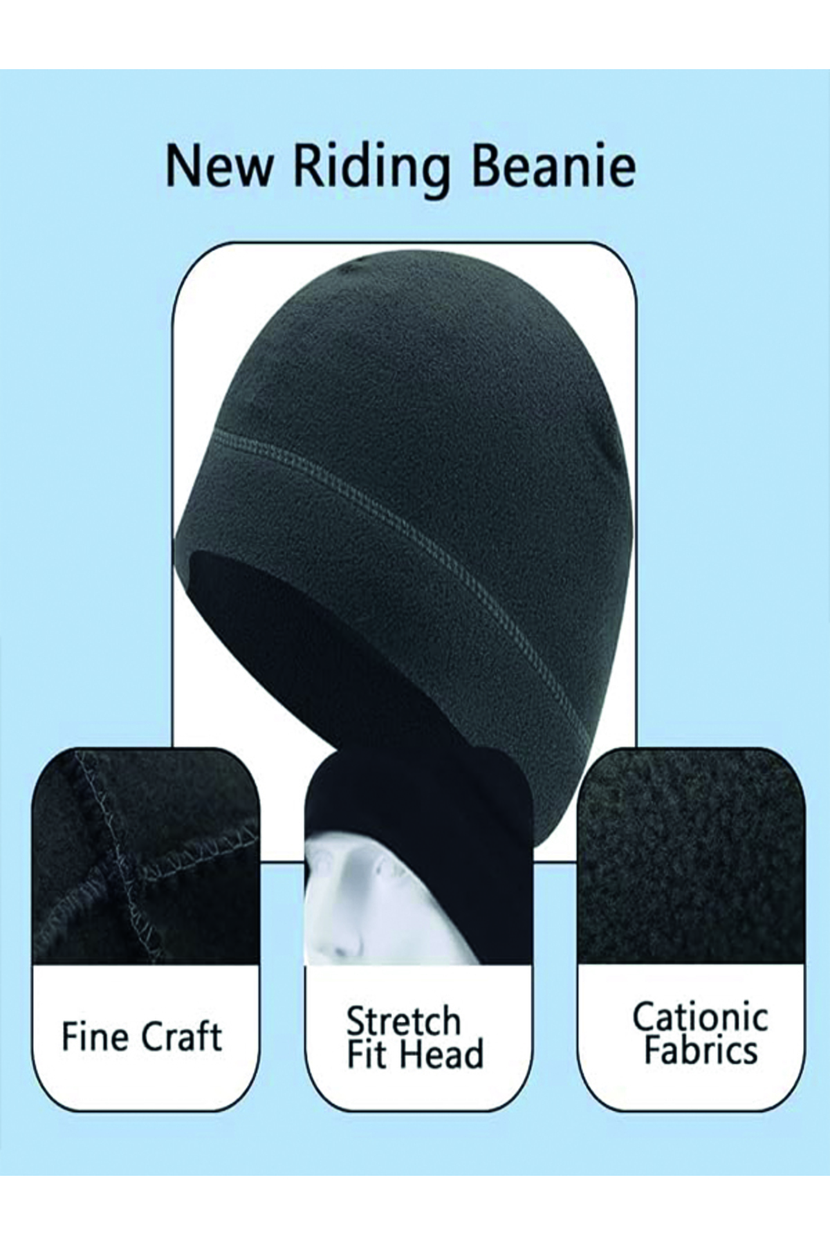 e-Taktik  Kışlık Siyah Polar Bere - Görsel 3