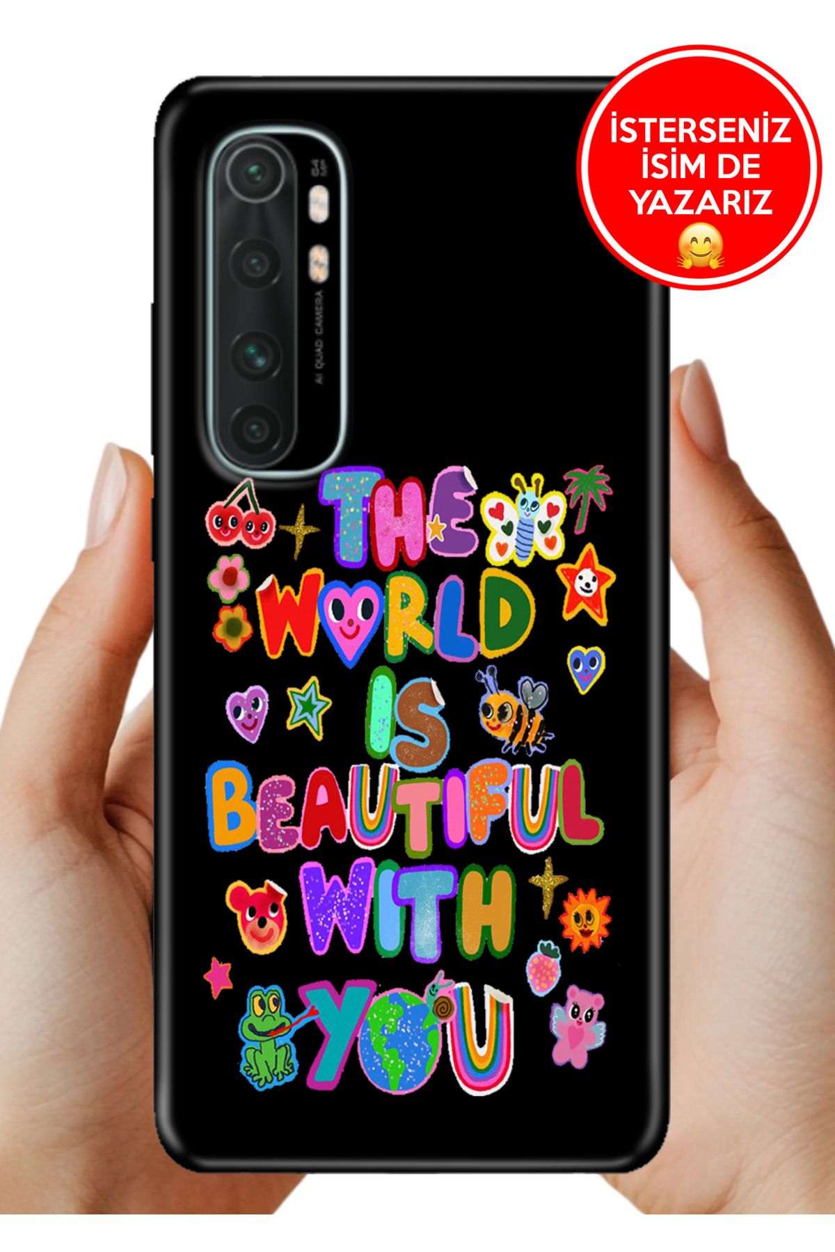 Cekuonline Xiaomi Mi Note 10 Lite Kılıf Telefon Kılıfı Tasarım Kapak With You