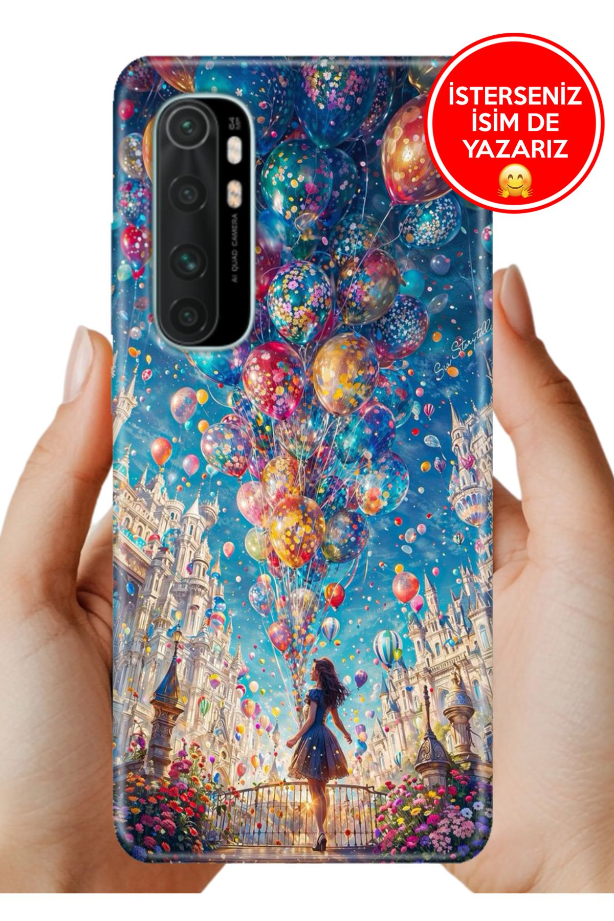 Cekuonline Xiaomi Mi Note 10 Lite Kılıf Desenli Baskılı TR-Üretim Kapak Silikon Mutlu Kız