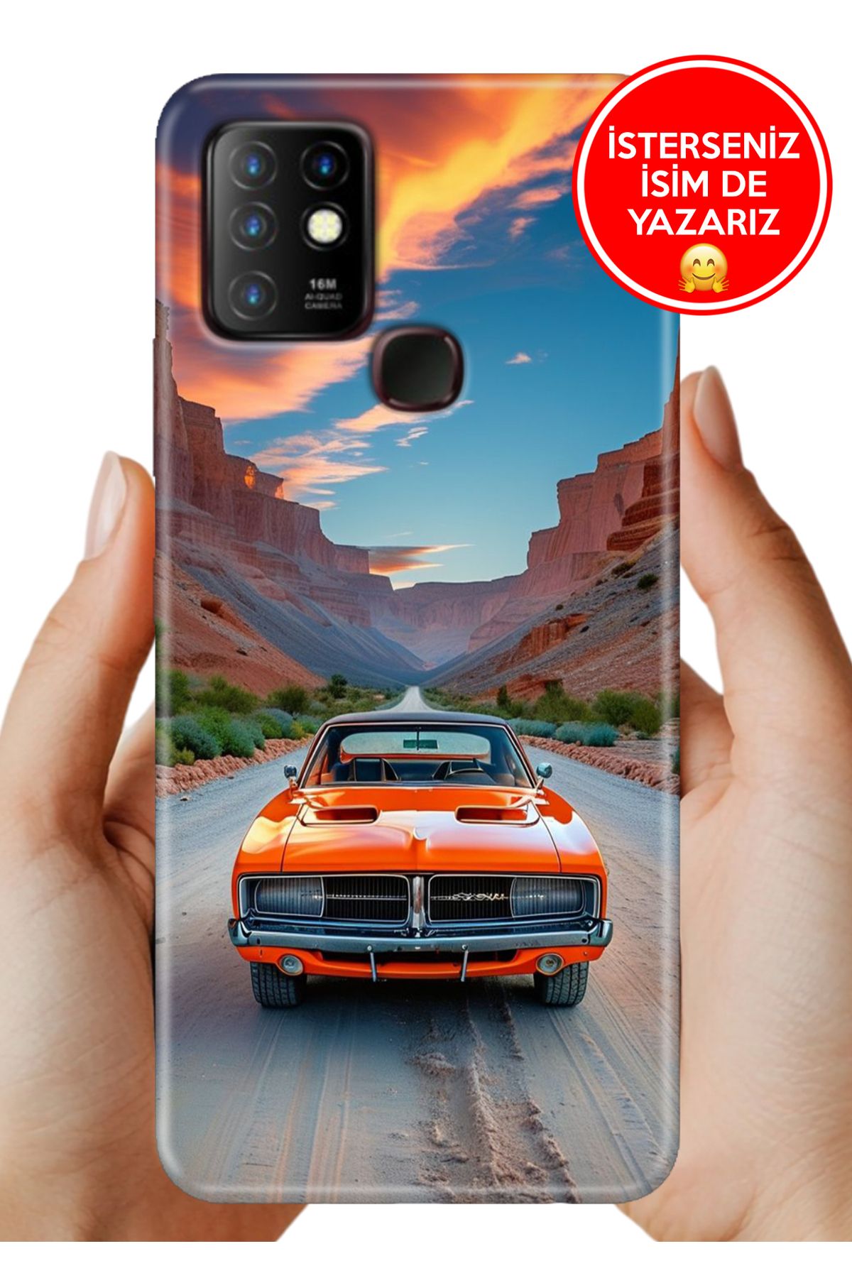 Cekuonline İnfinix Hot 10 Kılıf Telefon Kılıfı Tasarım Kapak Vintage Car