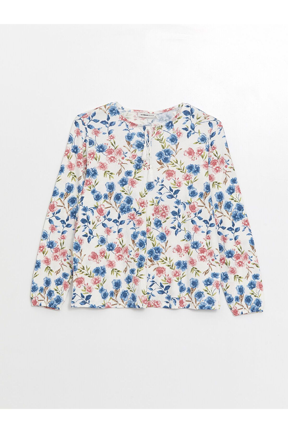 LC Waikiki-Tie Collar Patterned Long Sleeve Women's Blouse 6