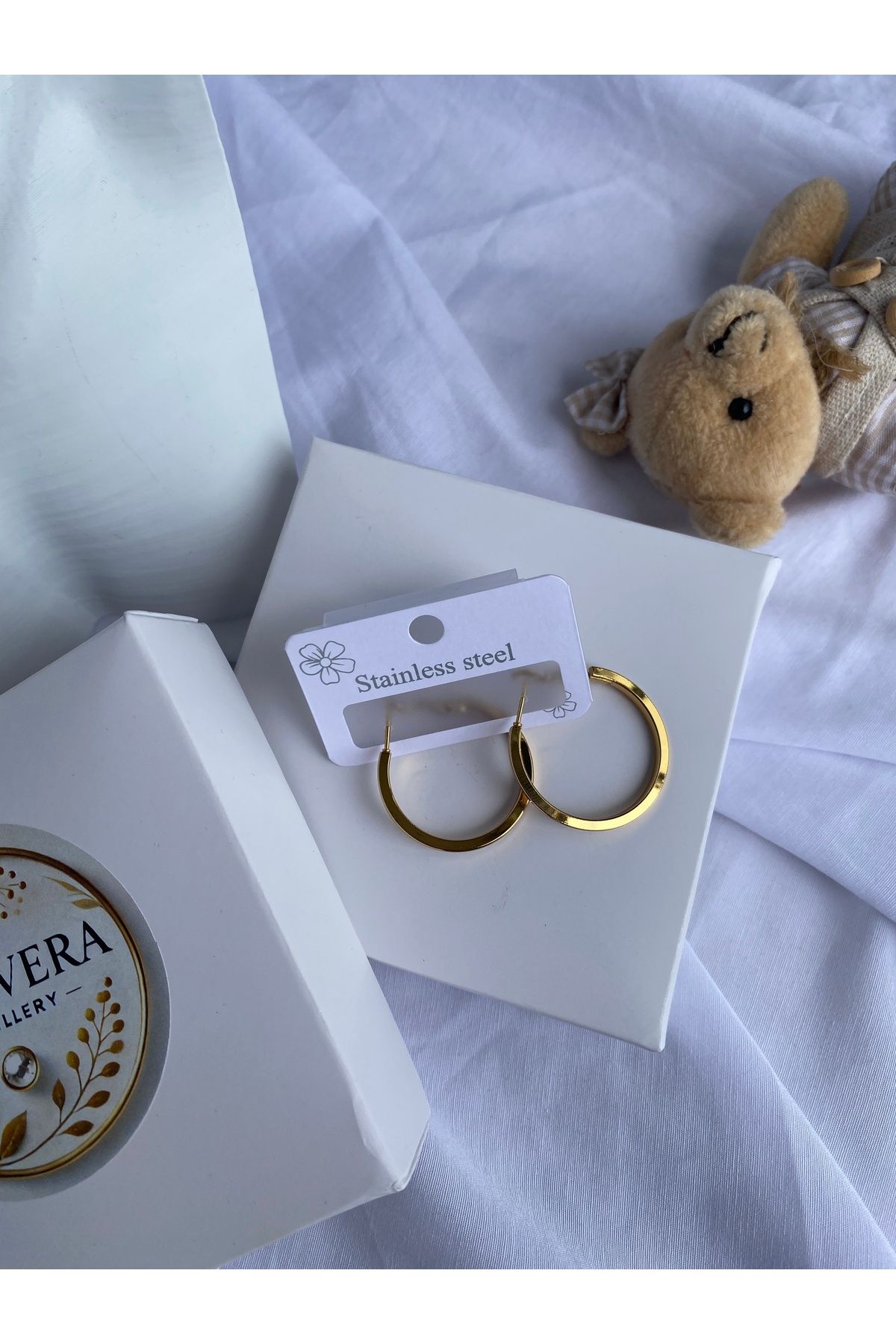 Miravera Jewellery Çelik Köşeli Halka Küpe