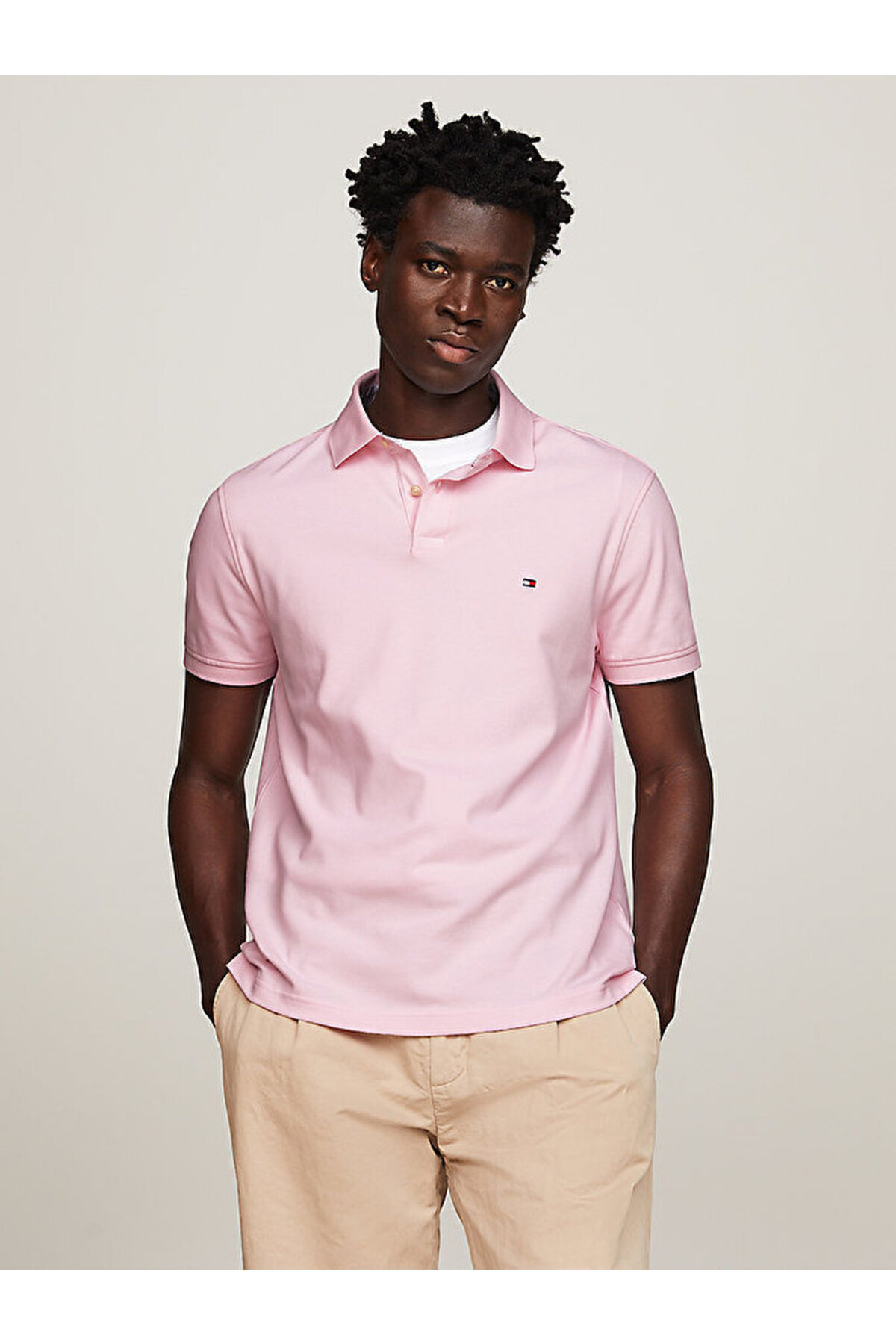 تامی هیلفیگر تی‌شرت یقه پولو صورتی مردانه